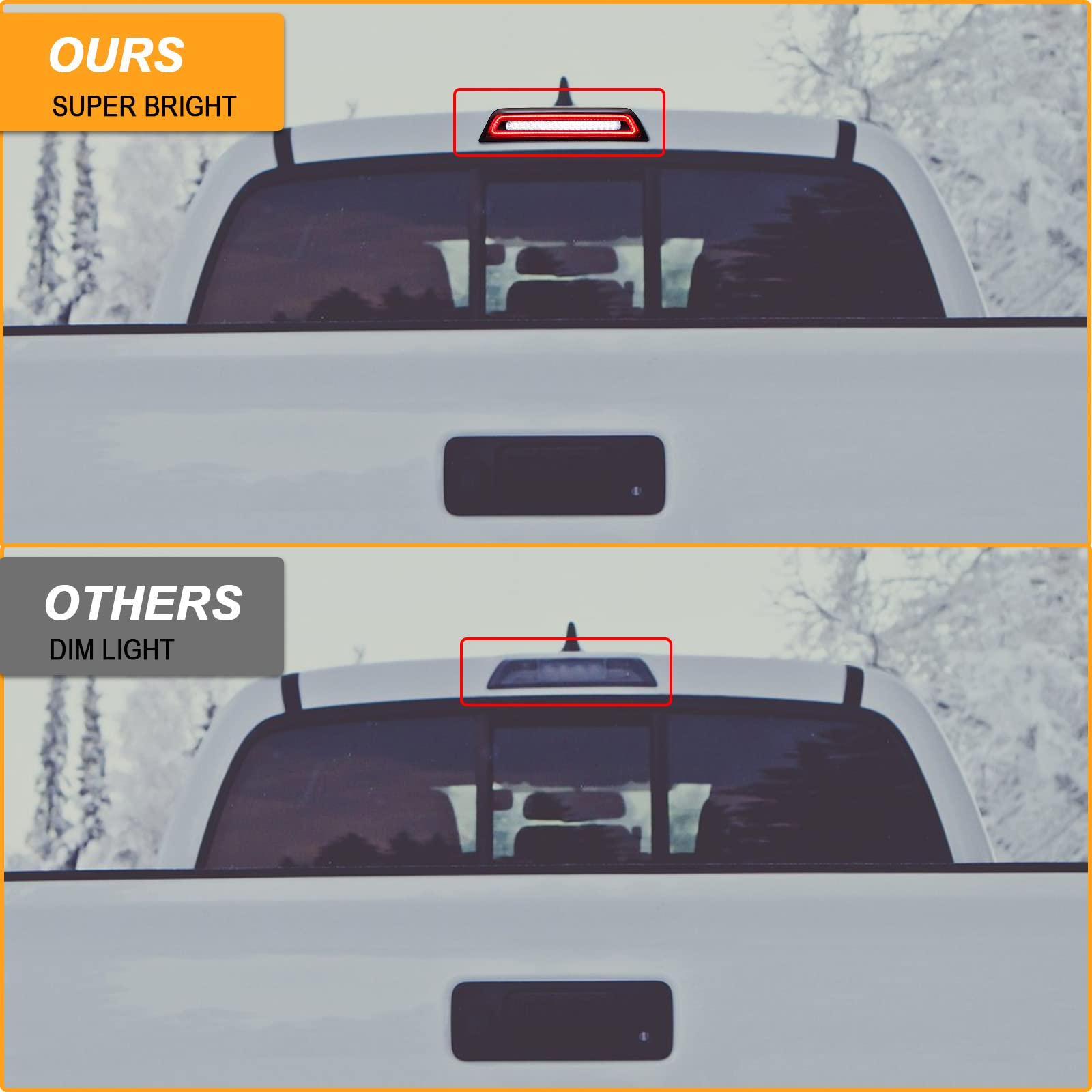 R&F Auto Smoked Lens Strobe Led 3Rd Third Brake Light Replacement For 2016-2023 Tacoma Limited Sr Sr5 Trd Off-Road Trd Pro Sport Roof Cargo Lights Pickup High Mount Stop Lamp (For Double Cab Only)