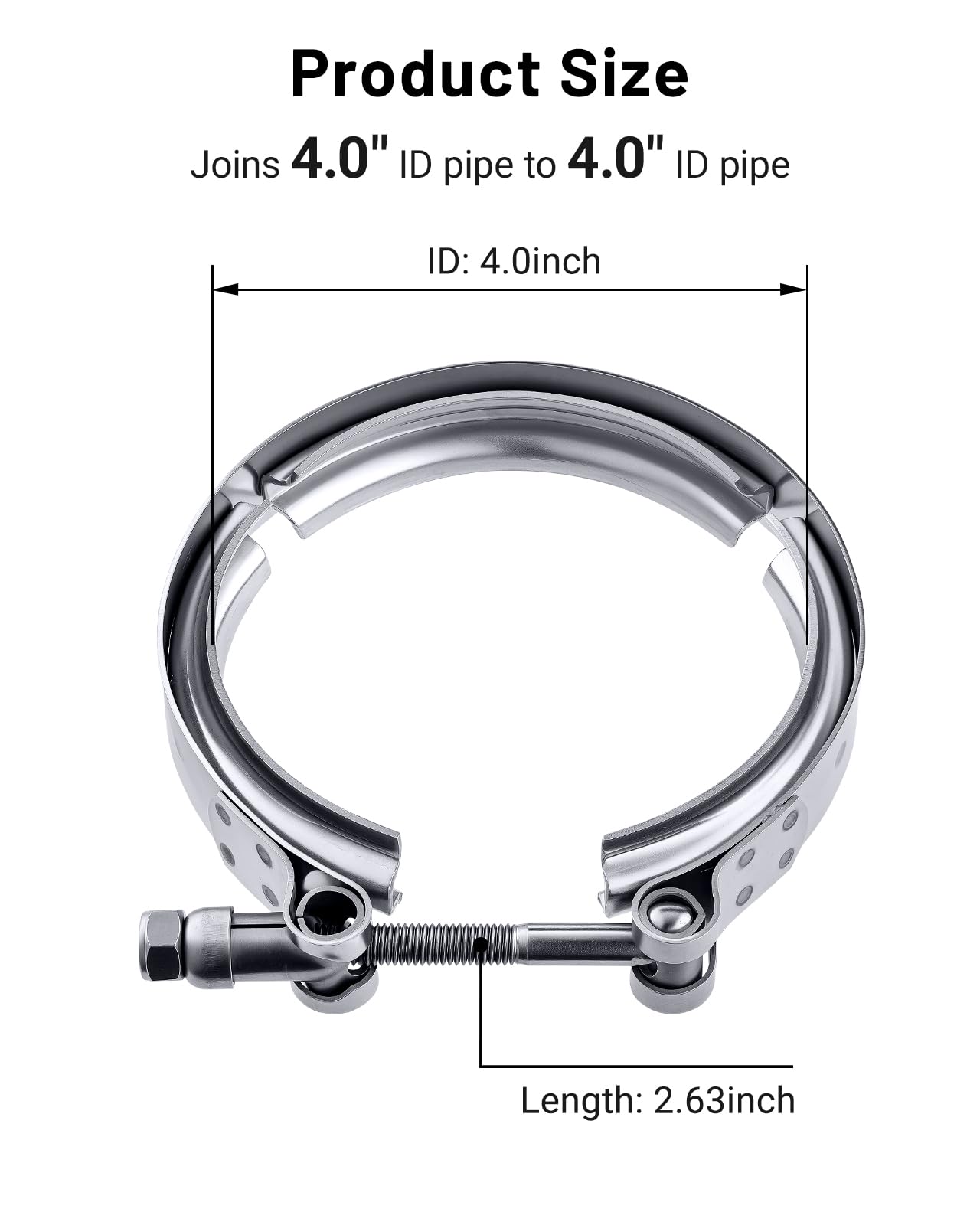 Evil Energy 4.0 Inch V Band Clamp For Flange Kit Stainless Steel 4Pcs (No Flanges)
