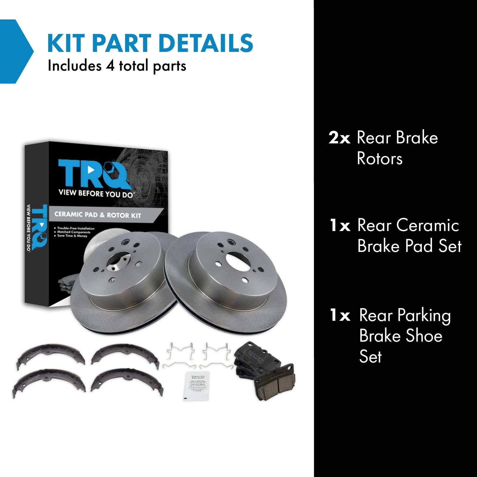 Trq Rear Brake Pad & Rotor Kit Compatible With 2006-2013 Lexus