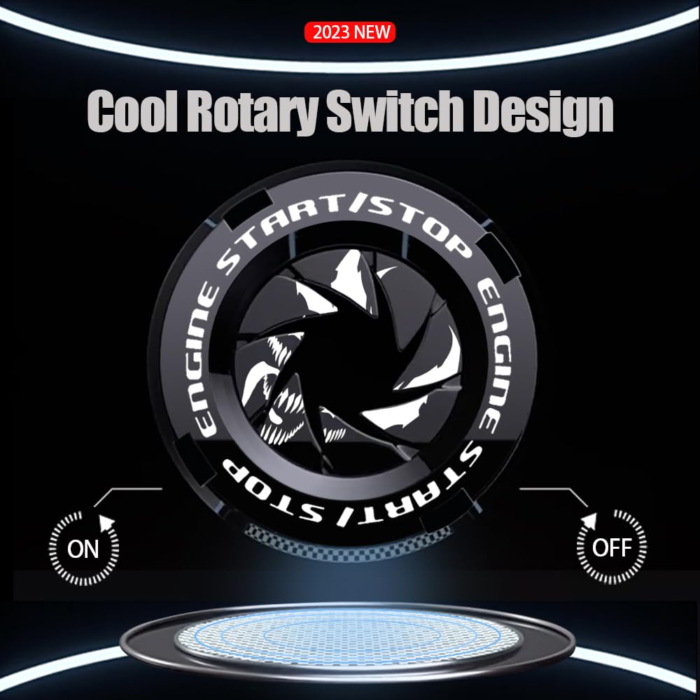 Tybasthe Push Start Button Cover - Zinc Alloy, Black Venom Design, Car Engine Start/Stop Protector, Motorcycle Key Ignition Switch Cover