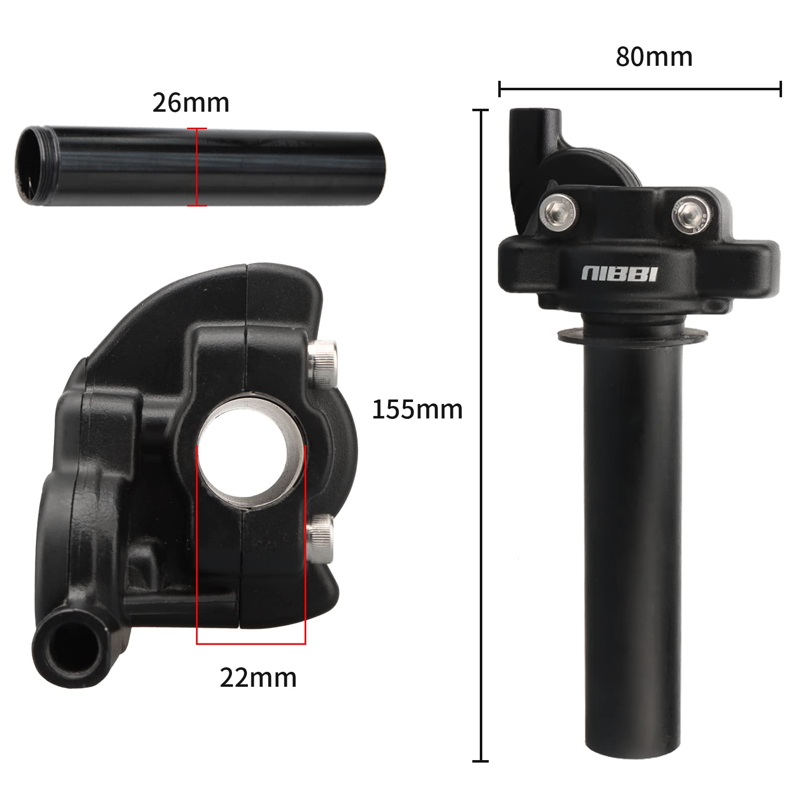 NIBBI Twists Throttle Assembly,Dirt Bike Grips with Throttle Cable and Handlebar Grip for SSR125 Pit Bike, 22mm Motorcycle Throt