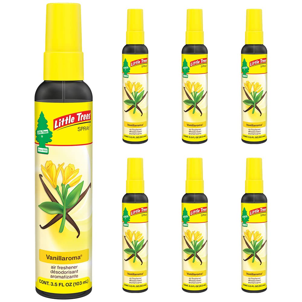 LITTLE TREES Car Air Freshener. SPRAY Provides a Long-Lasting Scent for Auto or Home. On-the-go Freshness. Vanillaroma, (Pack of