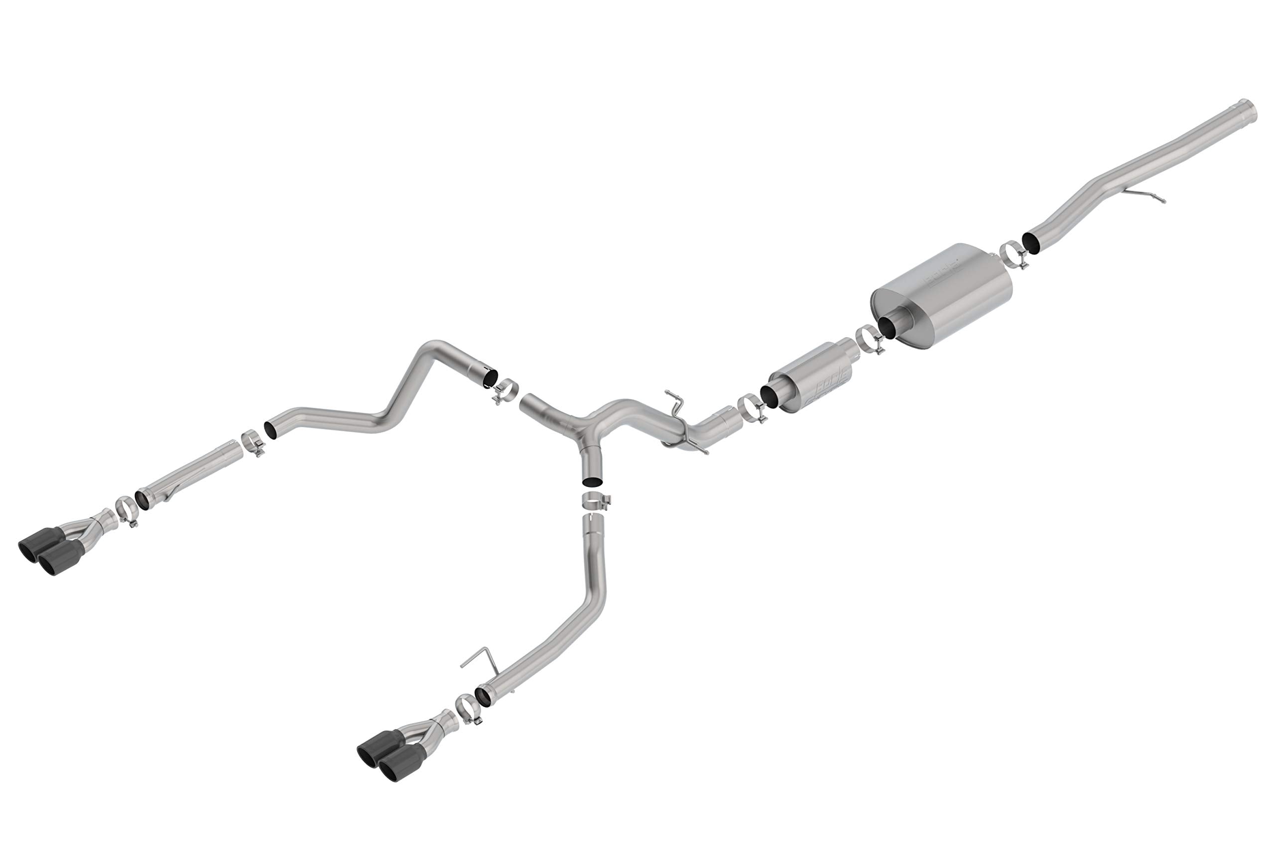 Borla 140774Bc Cat-Back Perf. Exh. Sys. For 2019-2023 Chevrolet Silverado 1500 V8 & Gmc Sierra 1500 5.3L V8 S-Type Sound Dual Split Rear Exit Dual 3.5' Round Black Chrome Tips Each Side