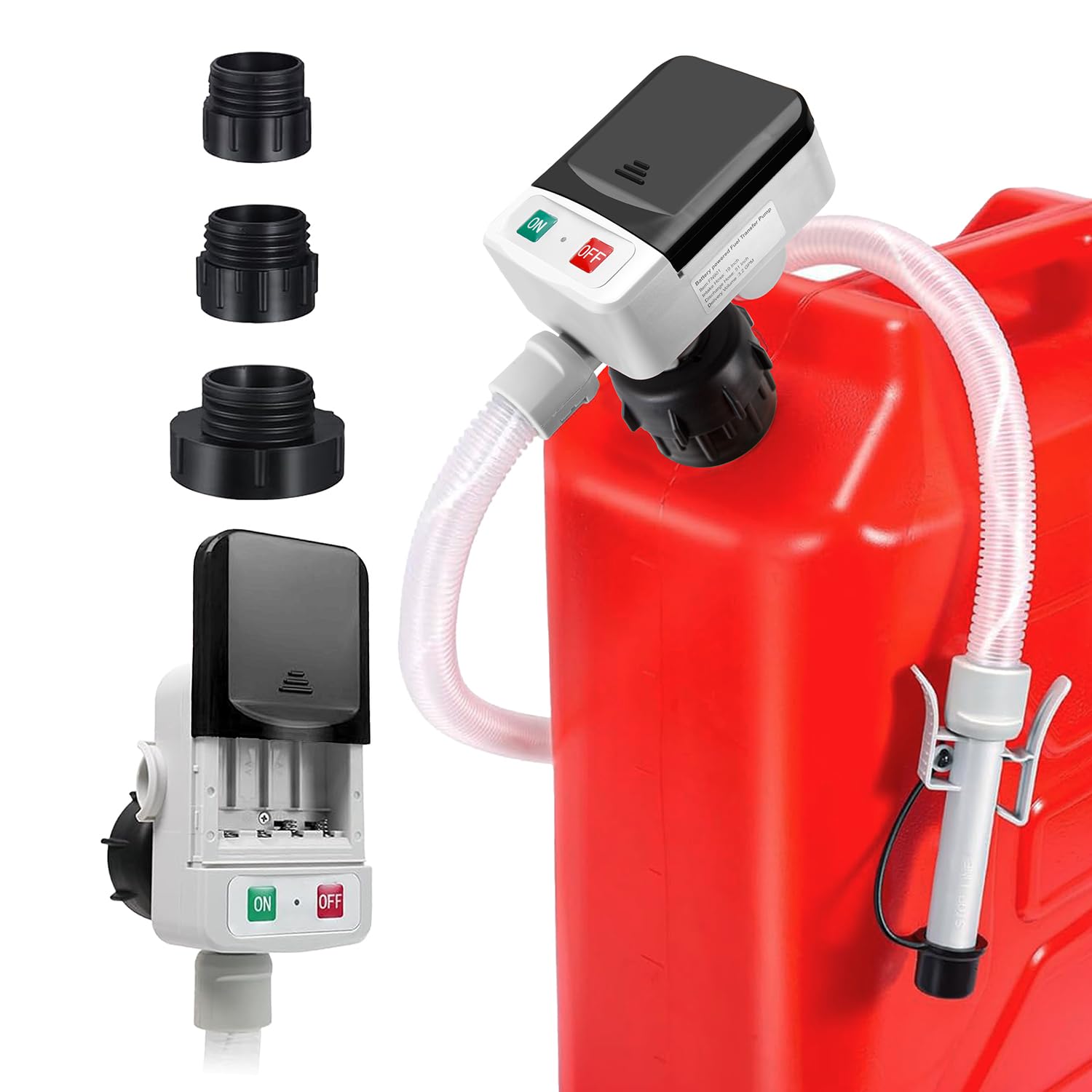 KOULATE Portable Electric Fuel Tank Siphon Hose Transfer Pump with Nozzle Battery Powered Operated, Gas Cans for Gasoline, Diese