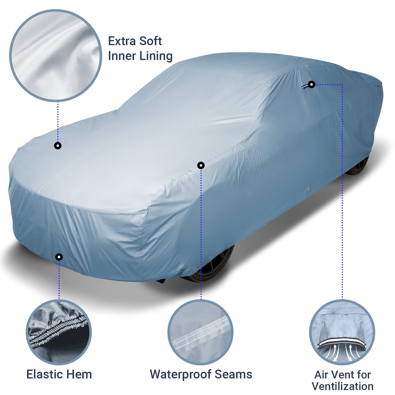 Icarcover Custom Car Cover For 1968-1979 Chevy Nova 2-Door, Waterproof All Weather Rain Snow Uv Sun Protector Full Exterior Weat