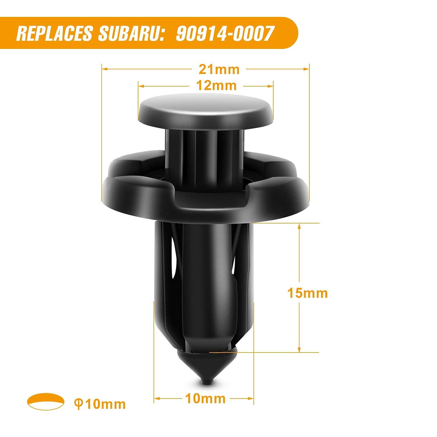 GOOACC 100PCS 7mm 8mm 10mm Compatible with Subaru Push Type Retainer Fasteners Rivets Clips OEM Upgrade for 90914-0007, 90913-00