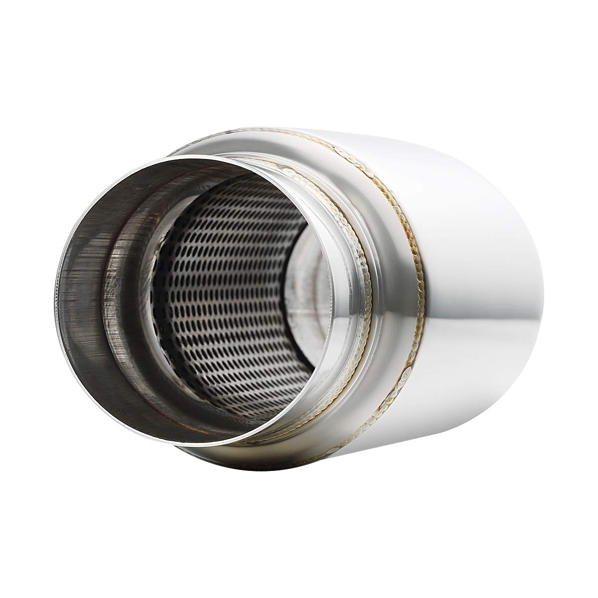 A-KARCK Exhaust Resonator 3" Inlet/Outlet, 12" Long, Stainless Steel, Silver - Deep Tone Muffler for Performance