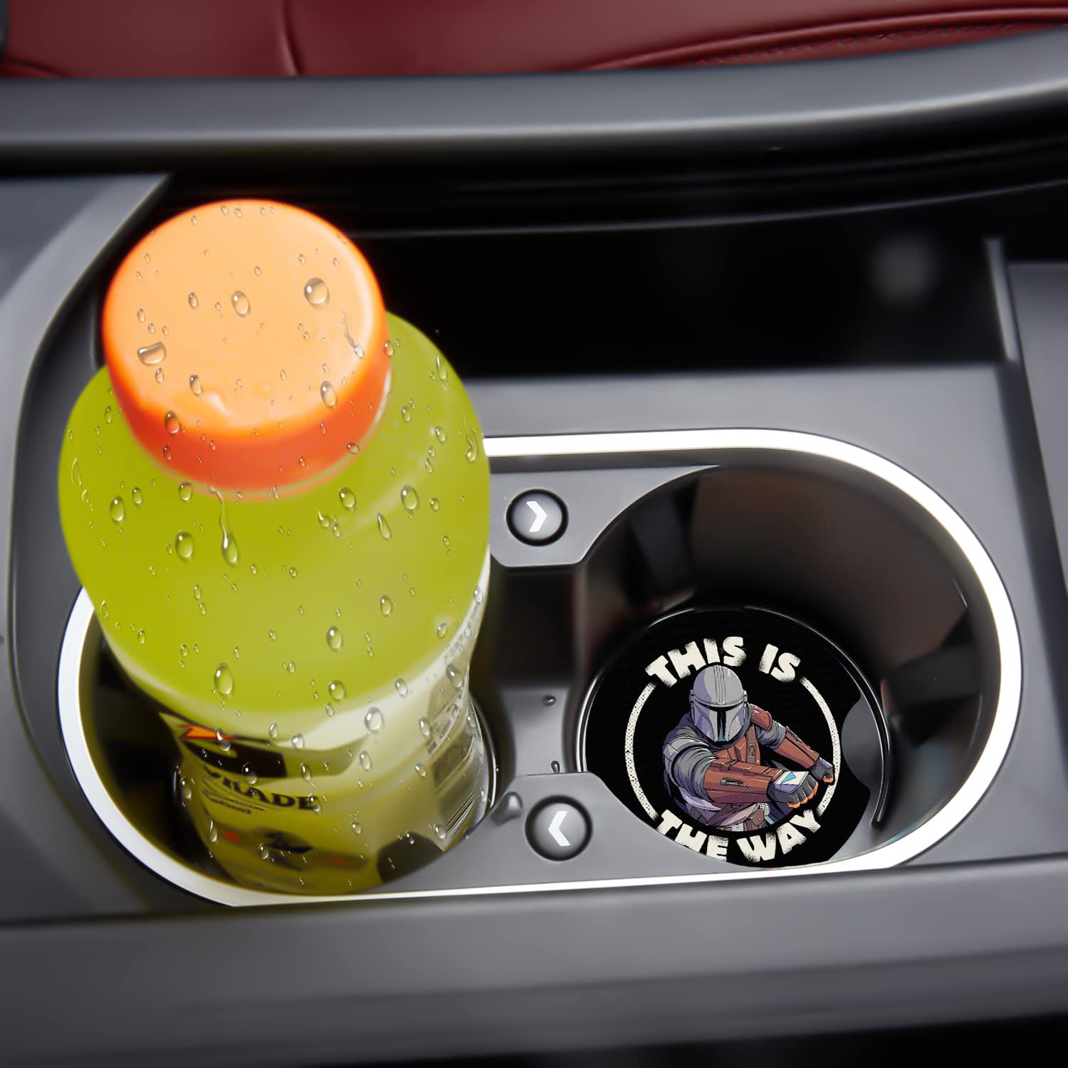 Car Cupholder Coaster Absorbent 2 Pack Funny Fun Cool Cartoon Cute This is The Way Rubber New Automotive Cup Holder Decal Decor