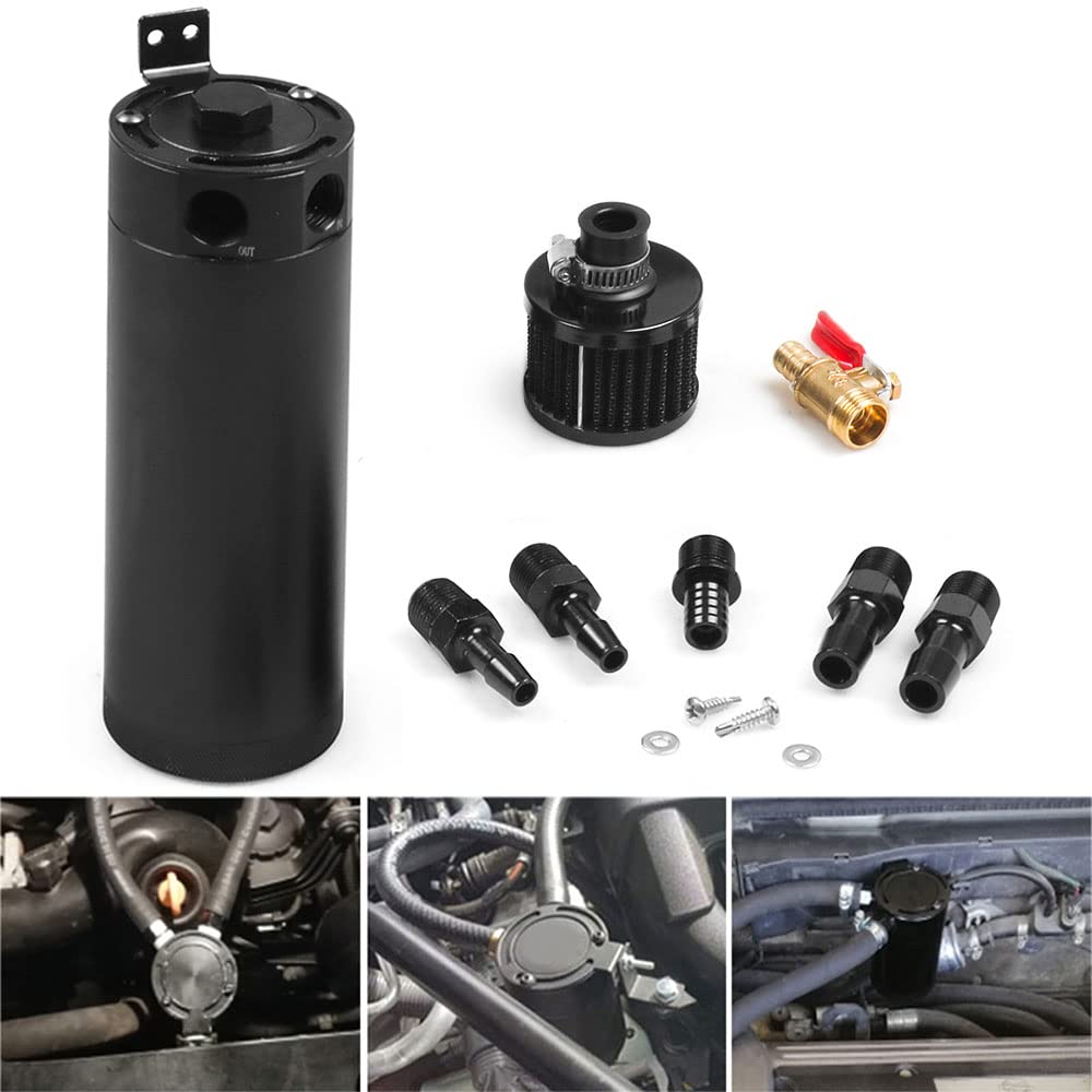 Universal Billet Aluminum Baffled 2-Port New Long 750Ml Oil Catch Can Tank With Breather Filter Engine Mini Oil Separator