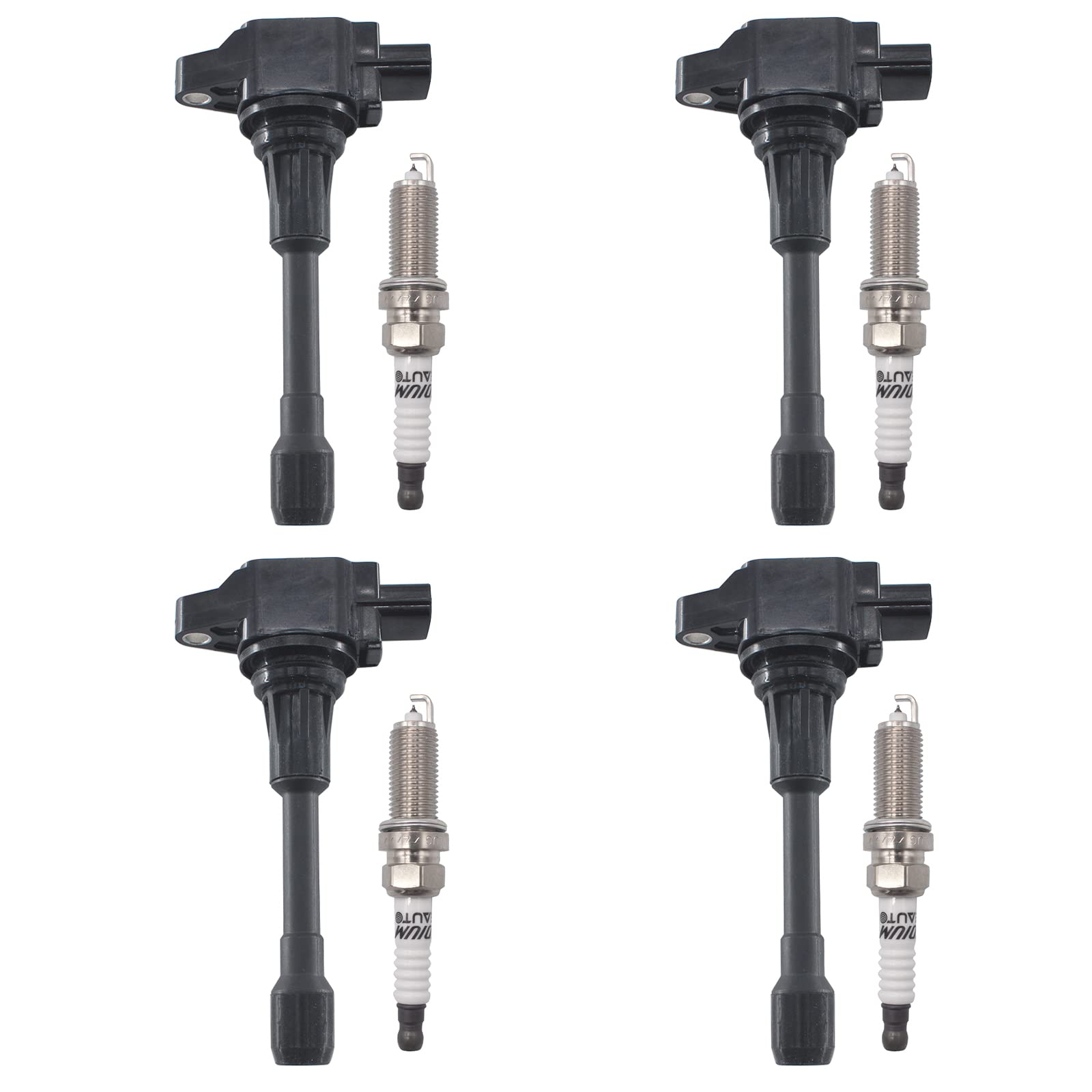 OYEAUTO Ignition Coil Iridium Spark Plugs Set of 4 UF549 Compatible with Nissan Infiniti Altima Sentra Versa Rogue Cube QX60 NV2