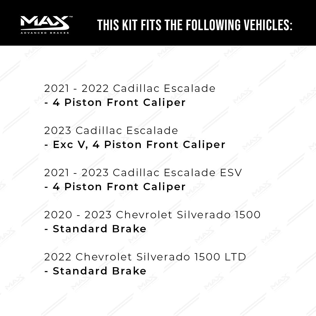 Max Advanced Brakes Front Brake Kit For Cadillac Escalade Chevy Silverado 1500 Suburban Tahoe Gmc Sierra 1500 Yukon Replacement Premium Oe Disc Brake Rotors And Ceramic Brake Pads