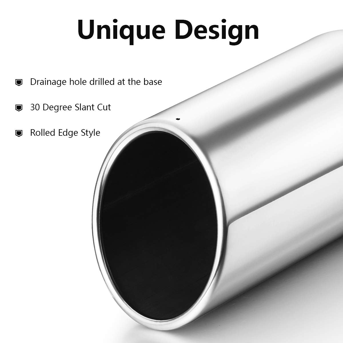 A-Karck Exhaust Tip 3 Inch Inlet, 3    Inlet 4    Outlet 12    Long Stainless Steel Polished Clamp On Muffler Tip For Truck Tail