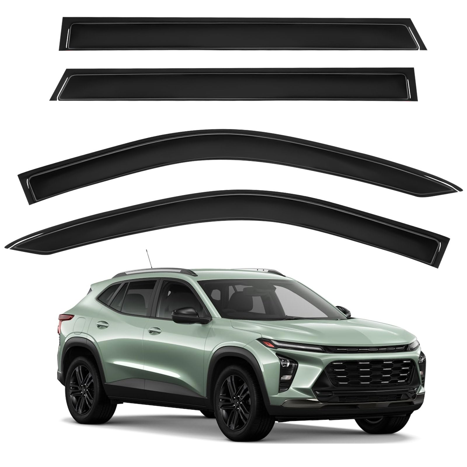 TECHPICCO Tape-On Rain Guards for Chevy Trax 2024 2025, Side Window Deflectors Visor Rain Guards Vent Guard Shade Deflectors Com