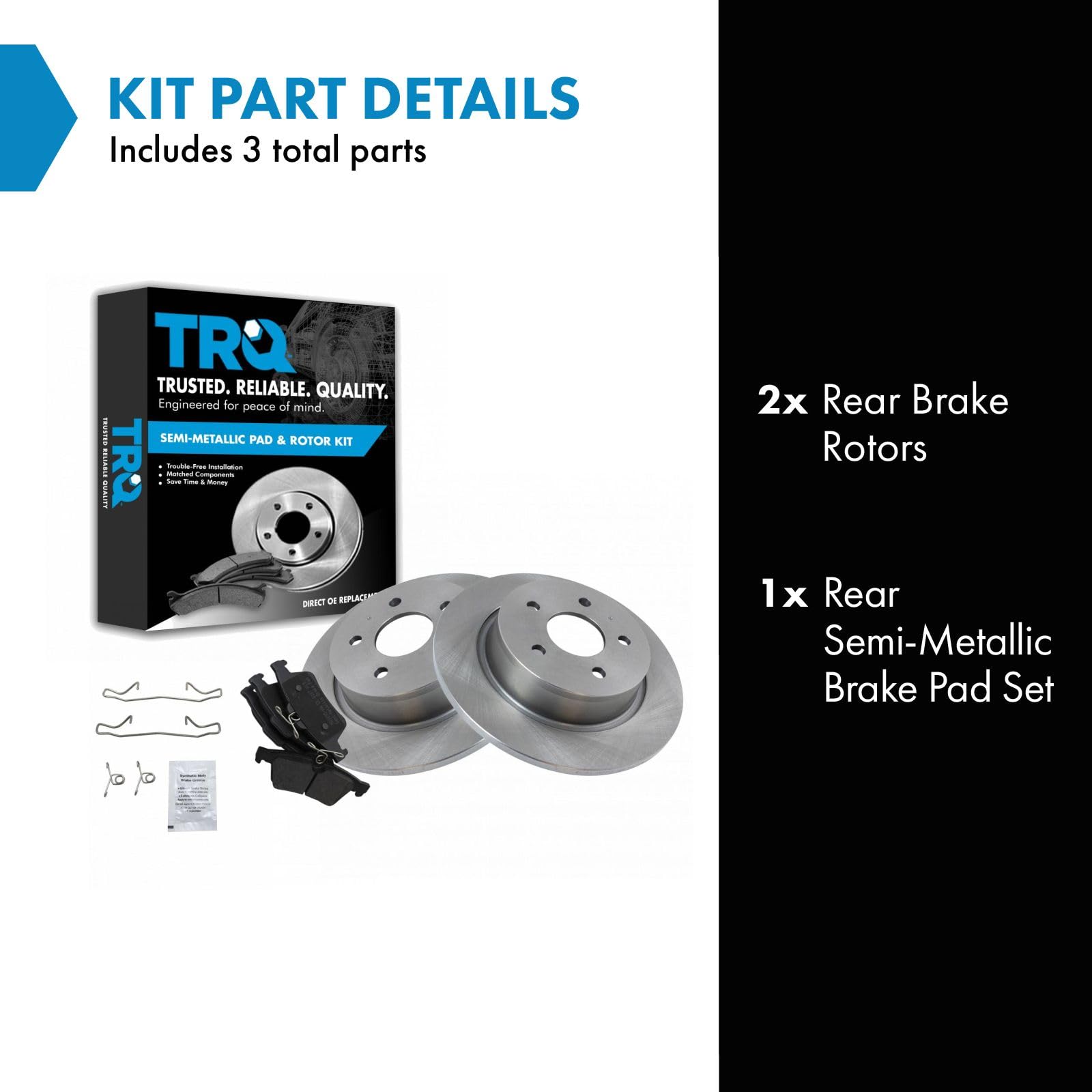 Trq Rear Brake Pad & Rotor Kit Brake Pads Brake Rotor Semi-Metallic Compatible With 2013-2018 Ford C-Max 2013-2016 Escape 2014-2