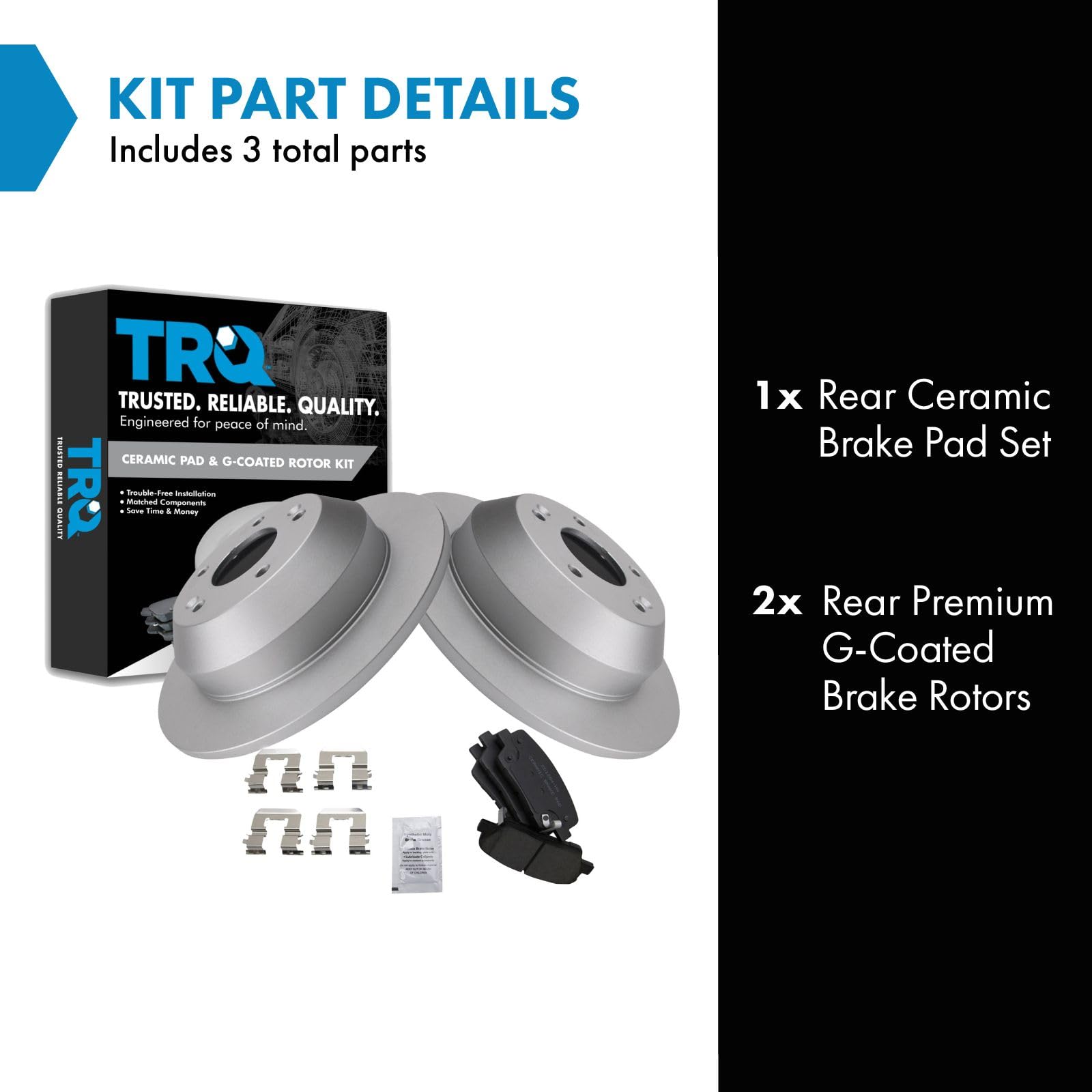 Trq Rear Brake Pad & Rotor Kit Brake Pads Brake Rotor Ceramic Premium G-Coated Compatible With 2010-2016 Hyundai Santa Fe 2013-2