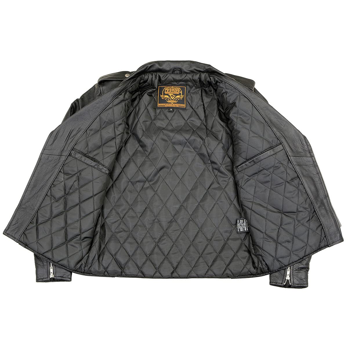 Milwaukee Leather Lkm1781 Men'S The Legend Classic Police Style Black Leather Motorcycle Jacket W/Quilted Liner - X-Large