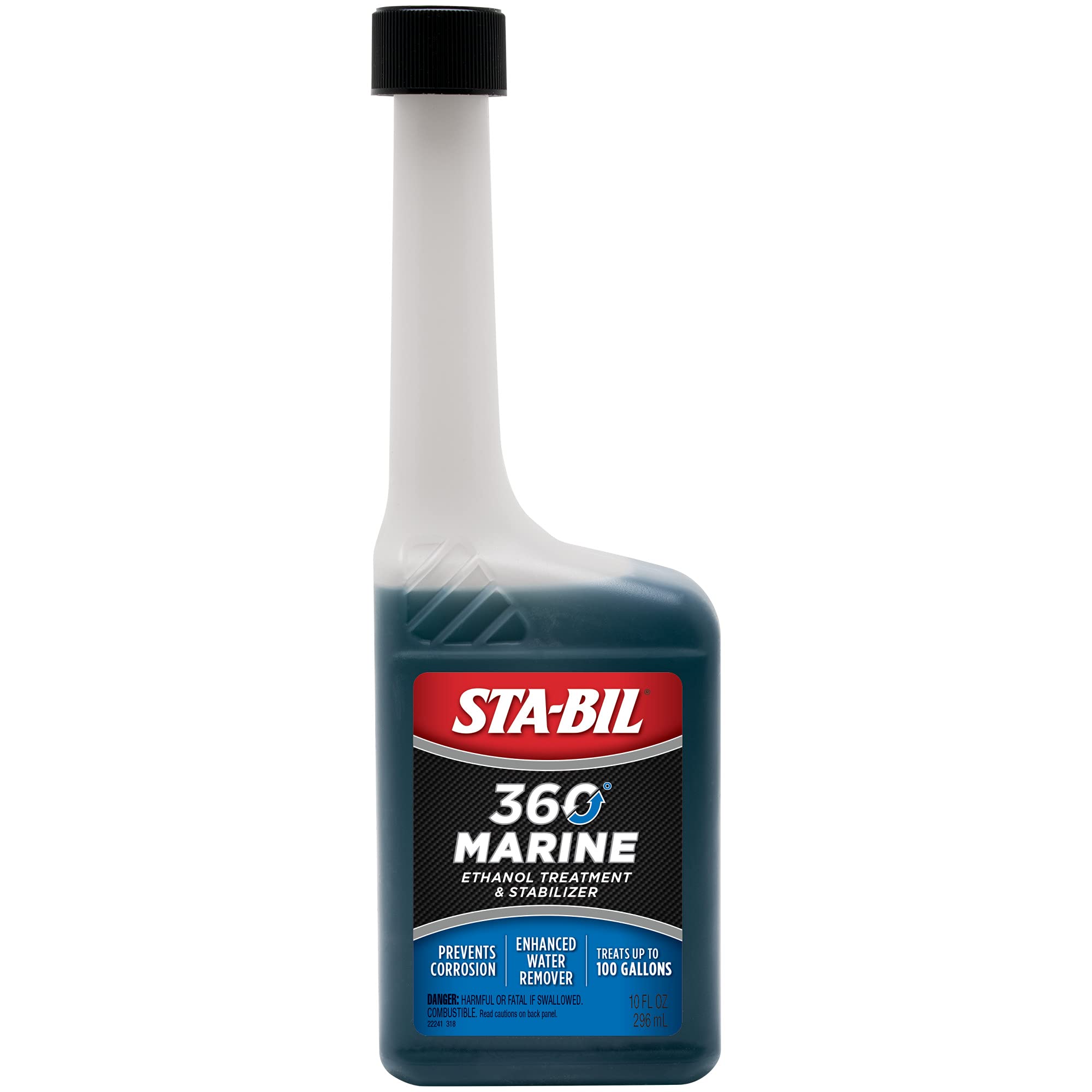 STA-BIL 360 Marine Fuel Stabilizer - Prevents Corrosion, Cleans Fuel System - 10 fl. oz., Model 22241, Blue