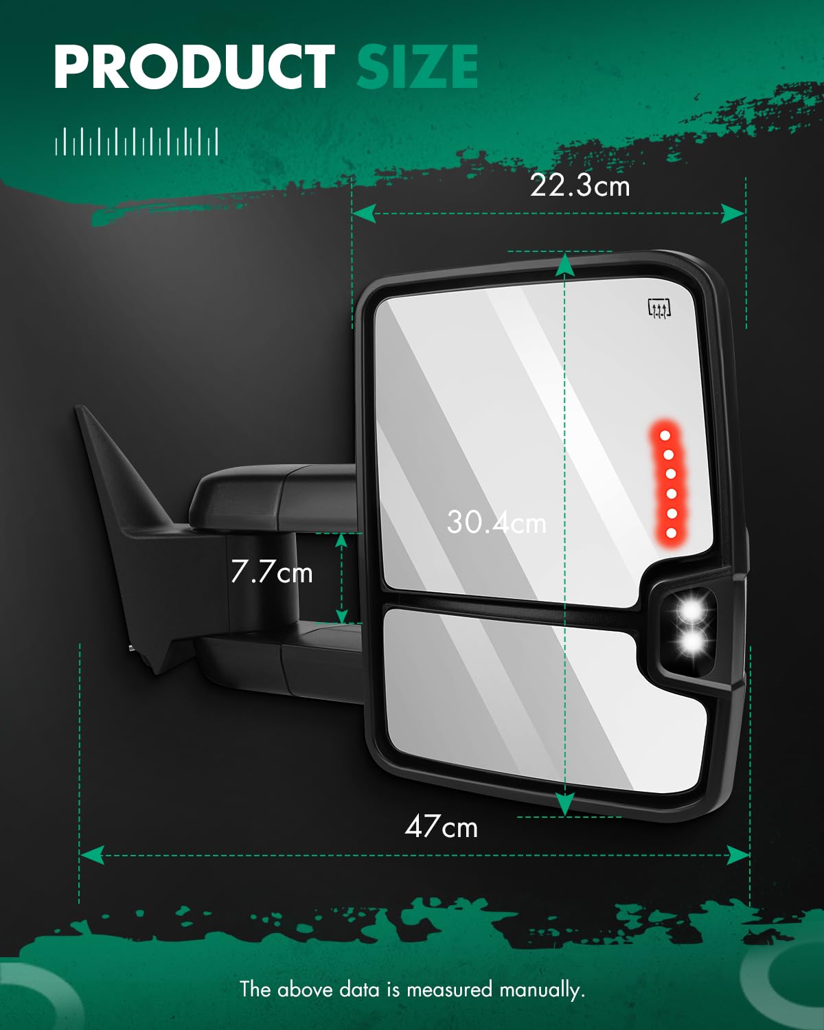 Scitoo Black Side Mirror For 99-02 For Chevy/For Gmc Silverado/Sierra Power Heated Led Turn Signal Towing Mirrors Pair Set