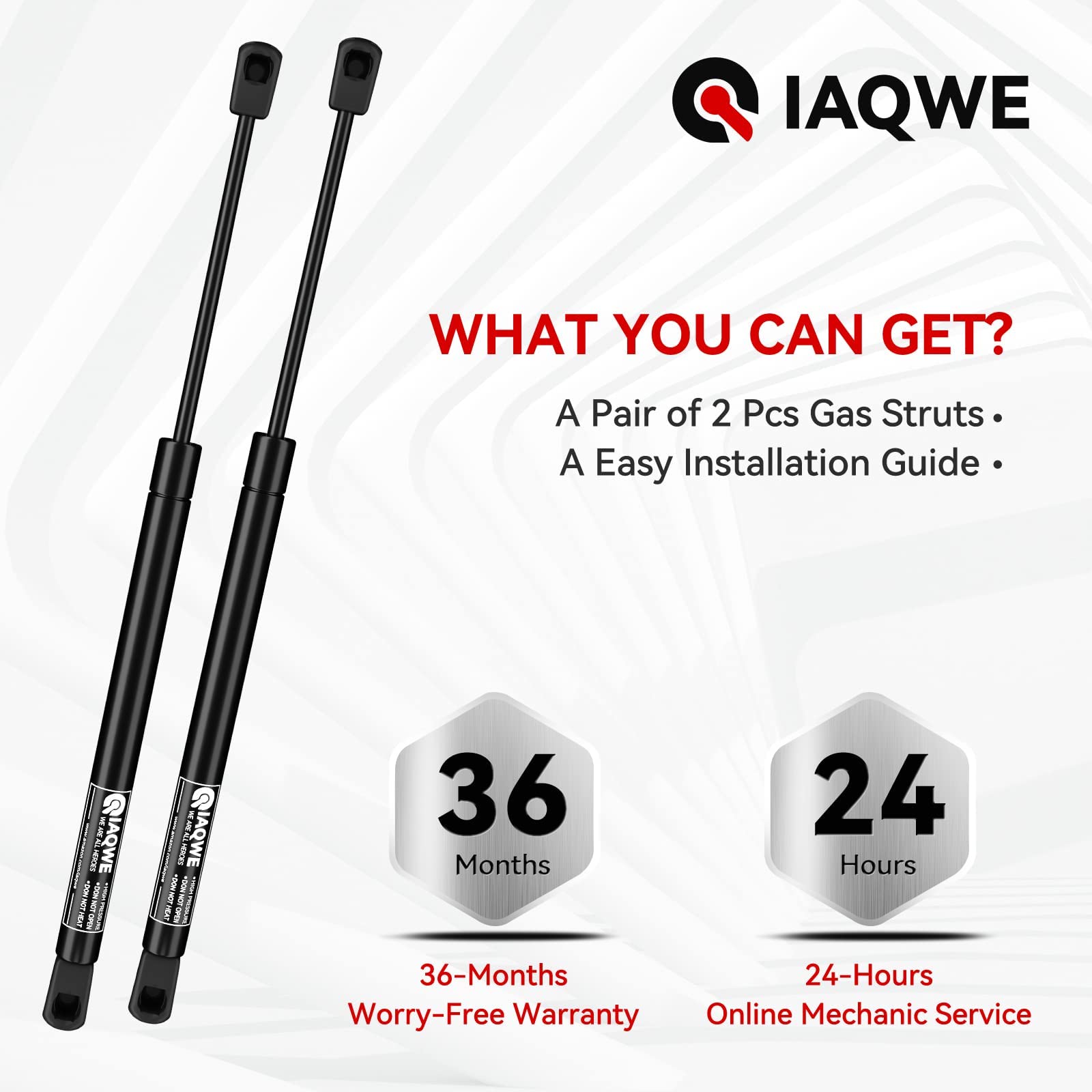 45Lbs/200N 17 Inch Gas Struts C16-04270 Lift Support Shocks For Camper Shell Rear Window Truck Canopy Cap Are Atc Leer Topper Window Toolbox 2Pcs By Iaqwe