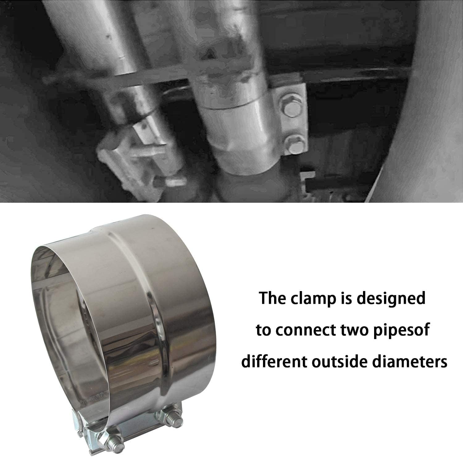Exhaust Clamps Band Clamp 4'' Lap Joint - Stainless Steel Lap Joint With 1 Block 4Pcs For 4'' Od To 4'' Id Exhaust Pipe, Muffler