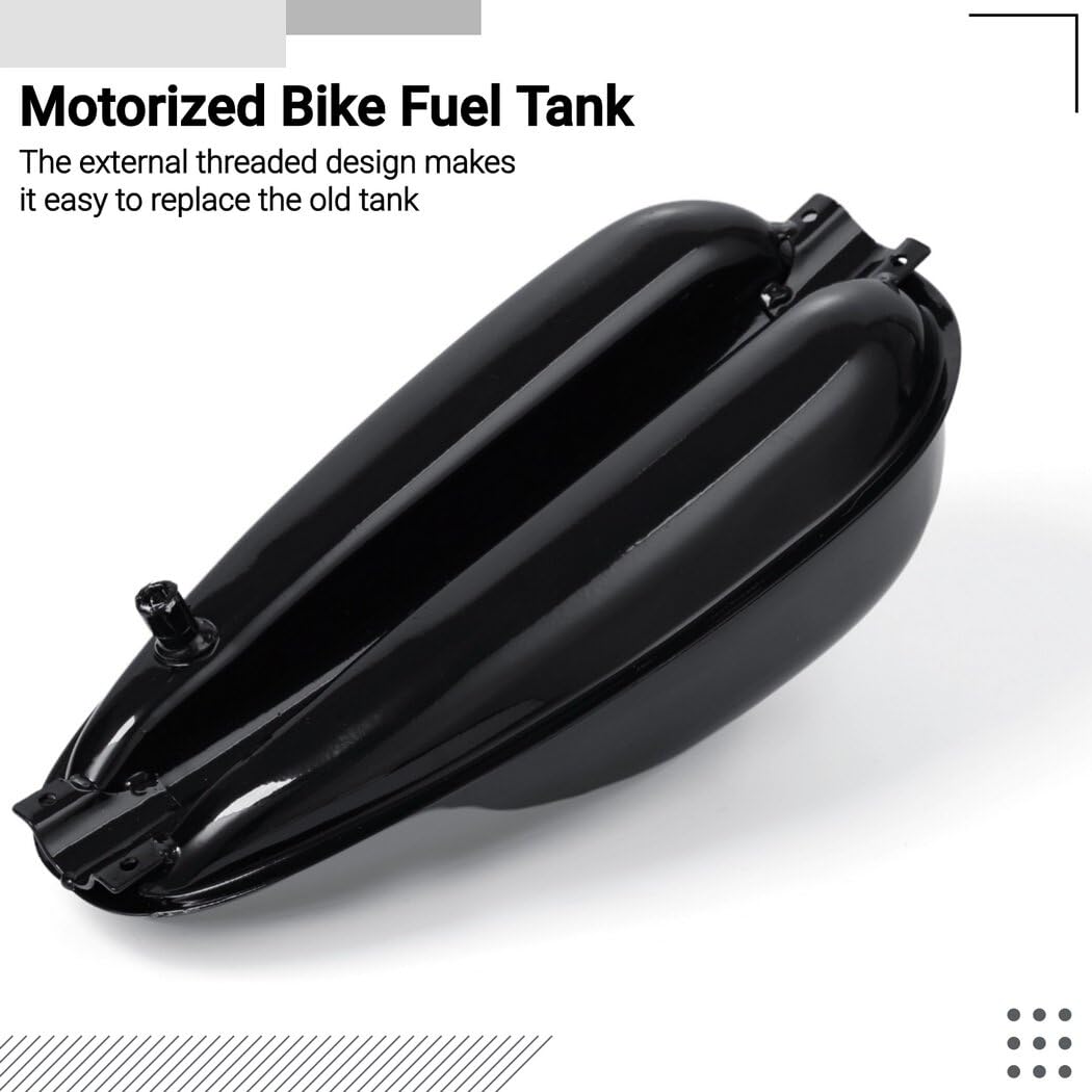 yeesport Motorized Bike Fuel Tank, 4L/1Gal Replacement for 49CC 66CC 80CC Bicycles, Stainless Steel, Easy Install, Black