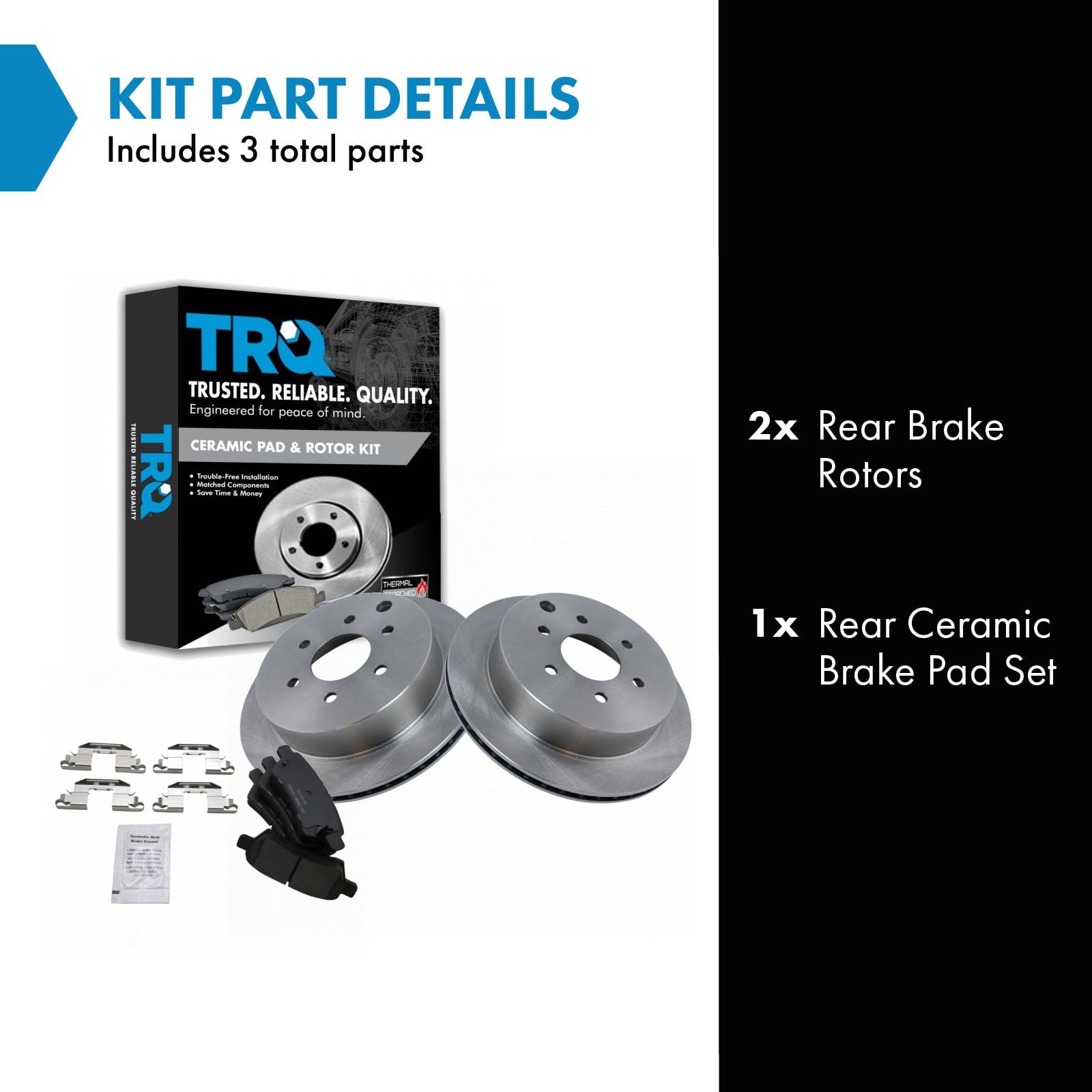 Trq Rear Brake Pad & Rotor Kit Brake Pads Brake Rotor Ceramic Compatible With 2006-2007 Nissan Xterra