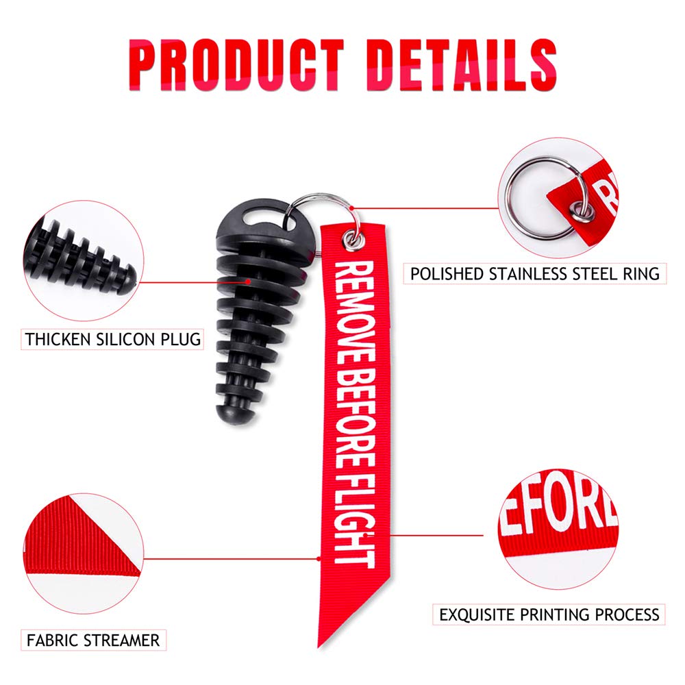 Melife 0.6''-1.5'' Muffler Exhaust Wash Plug, Motorcycle Dirt Bike 2 Stroke With Keychain Tag With Key Ring Engine Atv Quad Rubb
