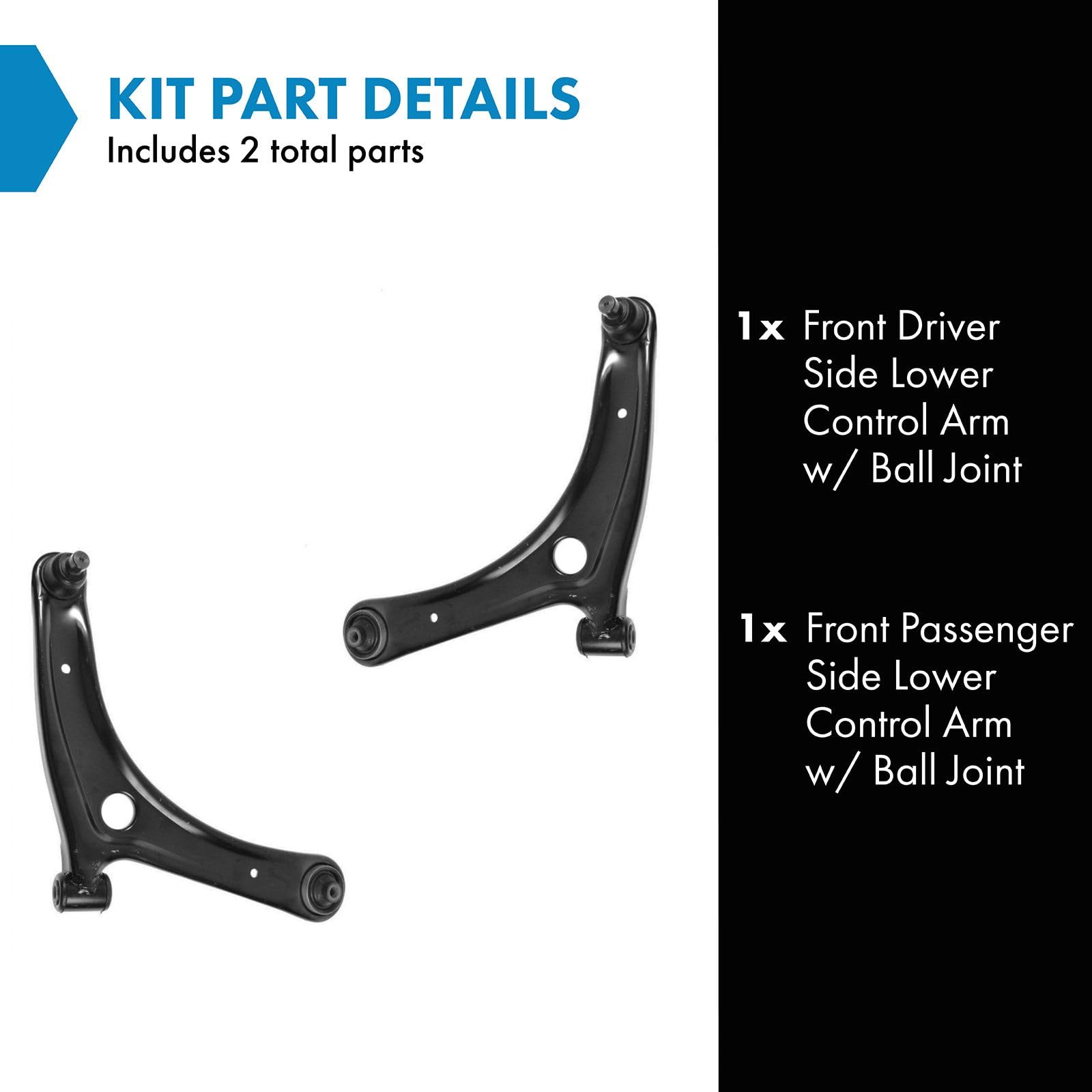Trq Front Lower Control Arm With Ball Joint Set Compatible With 2007-2012 Dodge Caliber 2007-2017 Jeep Compass Patriot Ch4510100