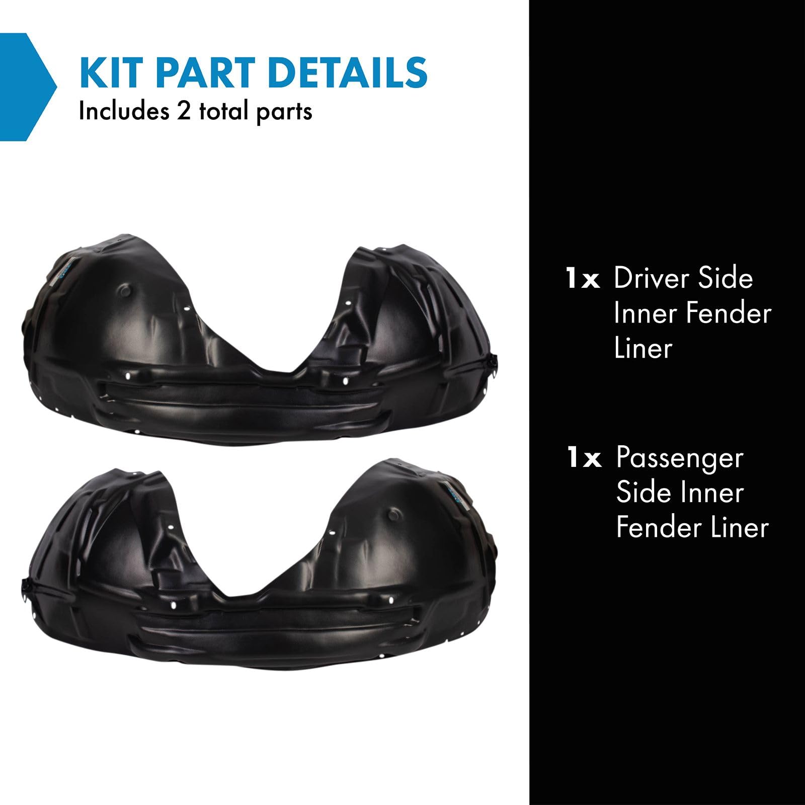 Trq Inner Fender Liner Set Compatible With 2015-2022 Dodge Challenger Ch1248172 Ch1249172