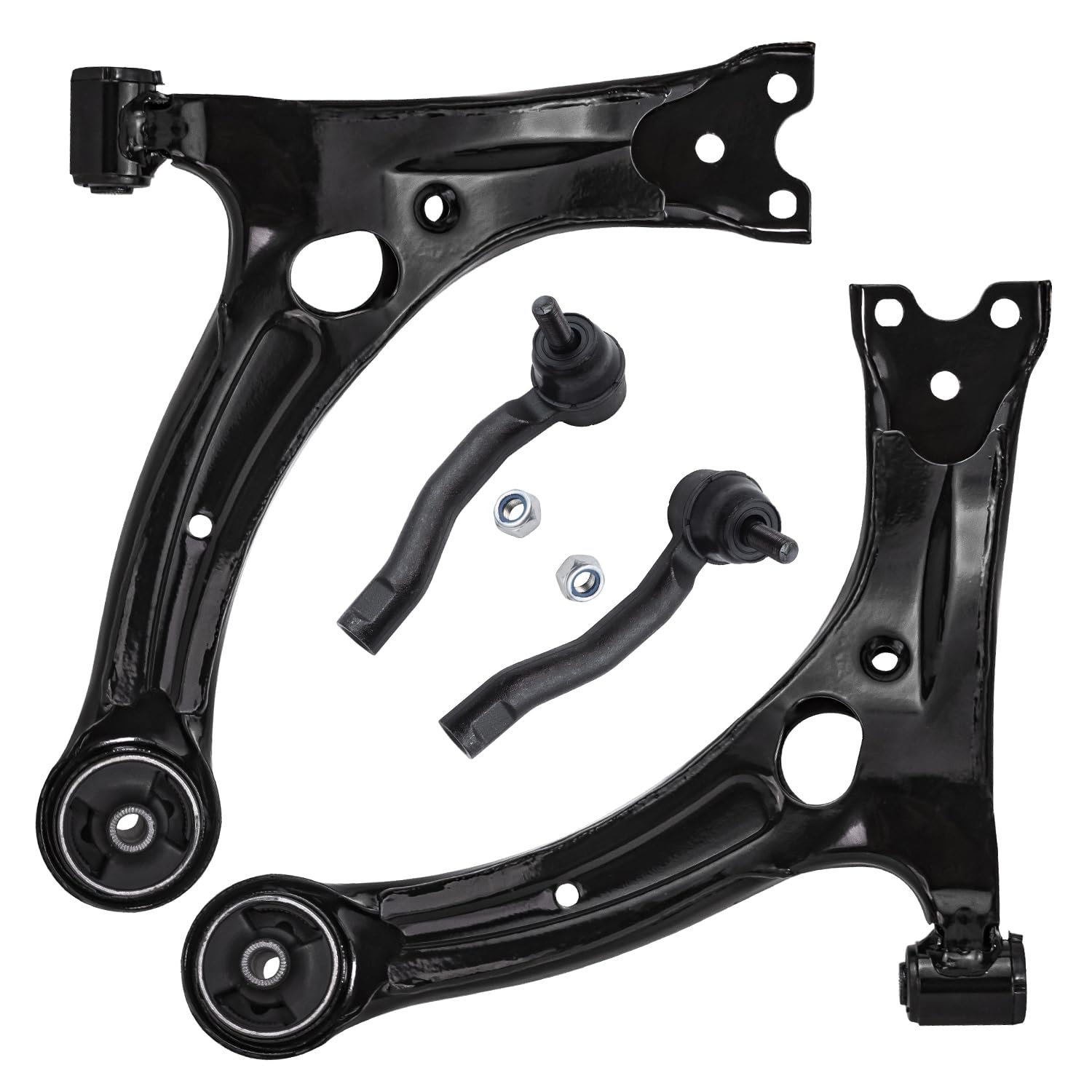 Detroit Axle - 4pc Front End Suspension Kit for Toyota Corolla 03-08, 2 Upper Control Arms 2 Outer Tie Rods 2003 2004 2005 2006 