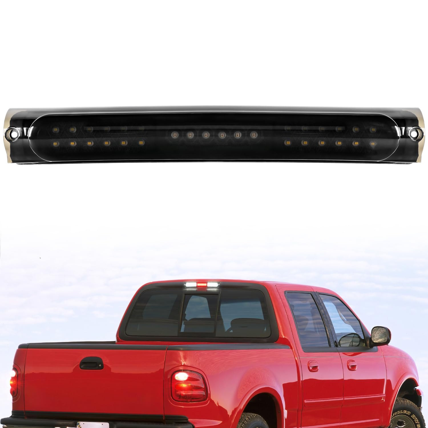 Nilight Third Brake Light Tail High Mount 3Rd Stop Cargo Reverse Lights Smoked Lens Compatible With Ford F150 1997 1998 1999 200