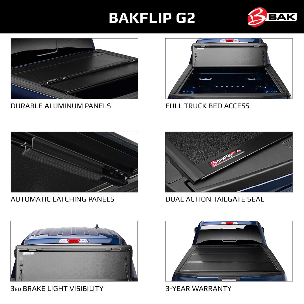 Bak Bakflip G2 Hard Folding Truck Bed Tonneau Cover | 226411T | Fits 2007 - 2021 Toyota Tundra W/ Oe Track System 8' 2 Bed (97.6)