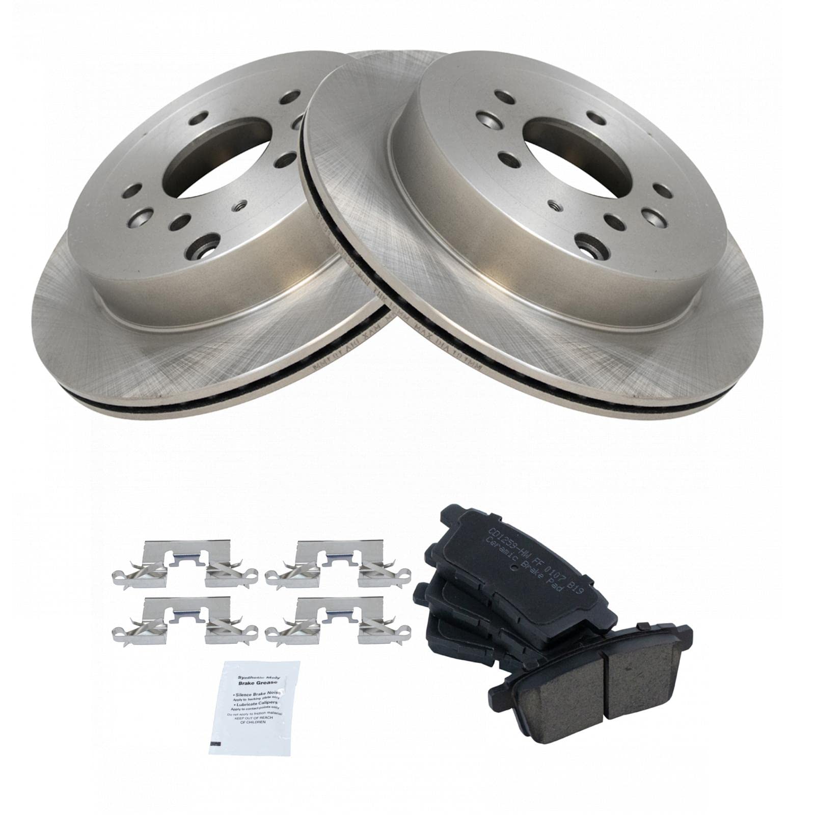 Trq Rear Brake Pad & Rotor Kit Brake Pads Brake Rotor Ceramic Compatible With 2007-2012 Mazda Cx-7