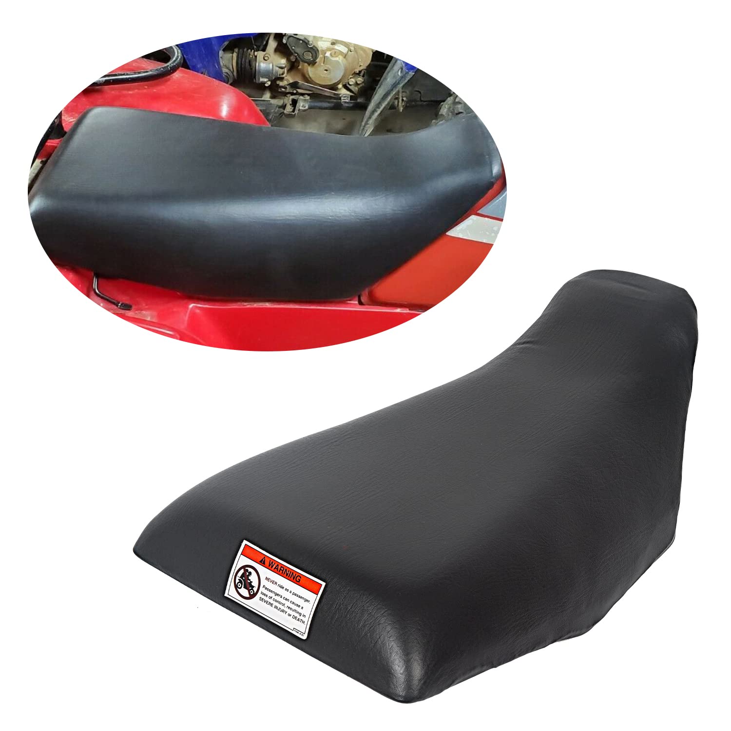 HECASA ATV Complete Seat Set for 1988-2000 Honda TRX300, Large, Black Faux Leather, Model CB-411, Comfy & Sturdy