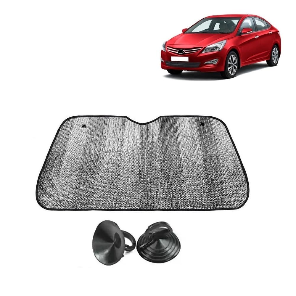 Car Windshield Sun Shade UV Rays Protector Silver Sunshade Solar Reflective suitable for H y u n d a i Verna Fluidic