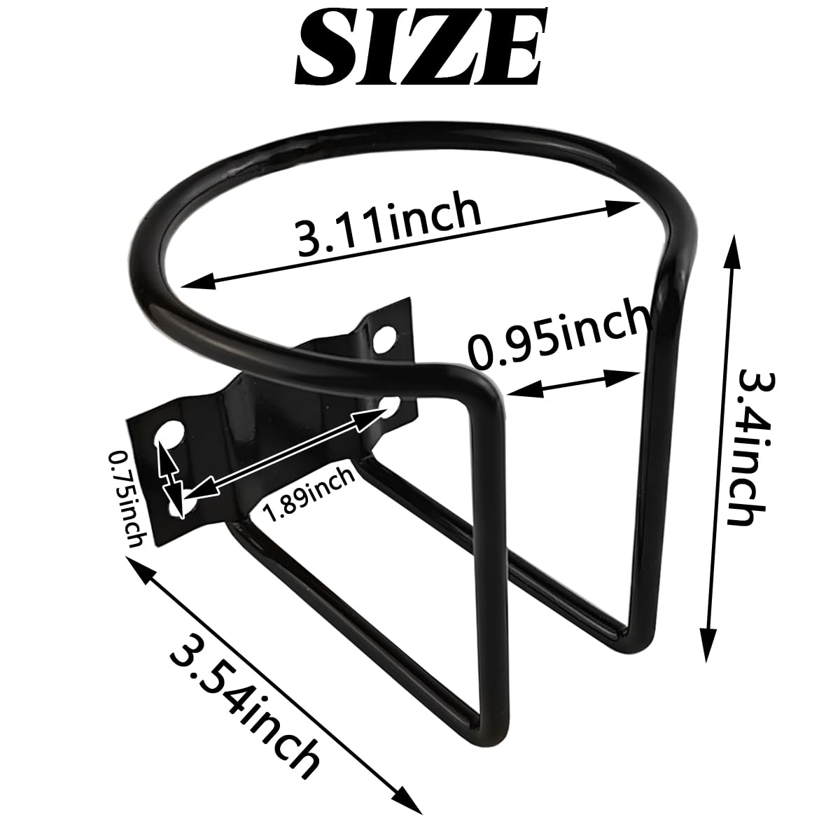TIHOOD 2PCS Boat Cup Holder,Stainless Steel Universal Drink Holders,Black Coating Ring Cup Holders,Suitable for Boat,Truck,RV,Tr