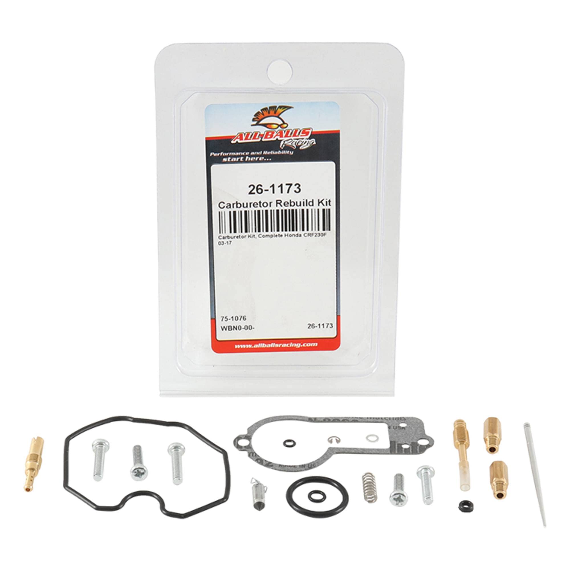 All Balls Racing Carburetor Rebuild Kit 26-1173 Compatible With/Replacement For Honda Crf230F 2003-2017