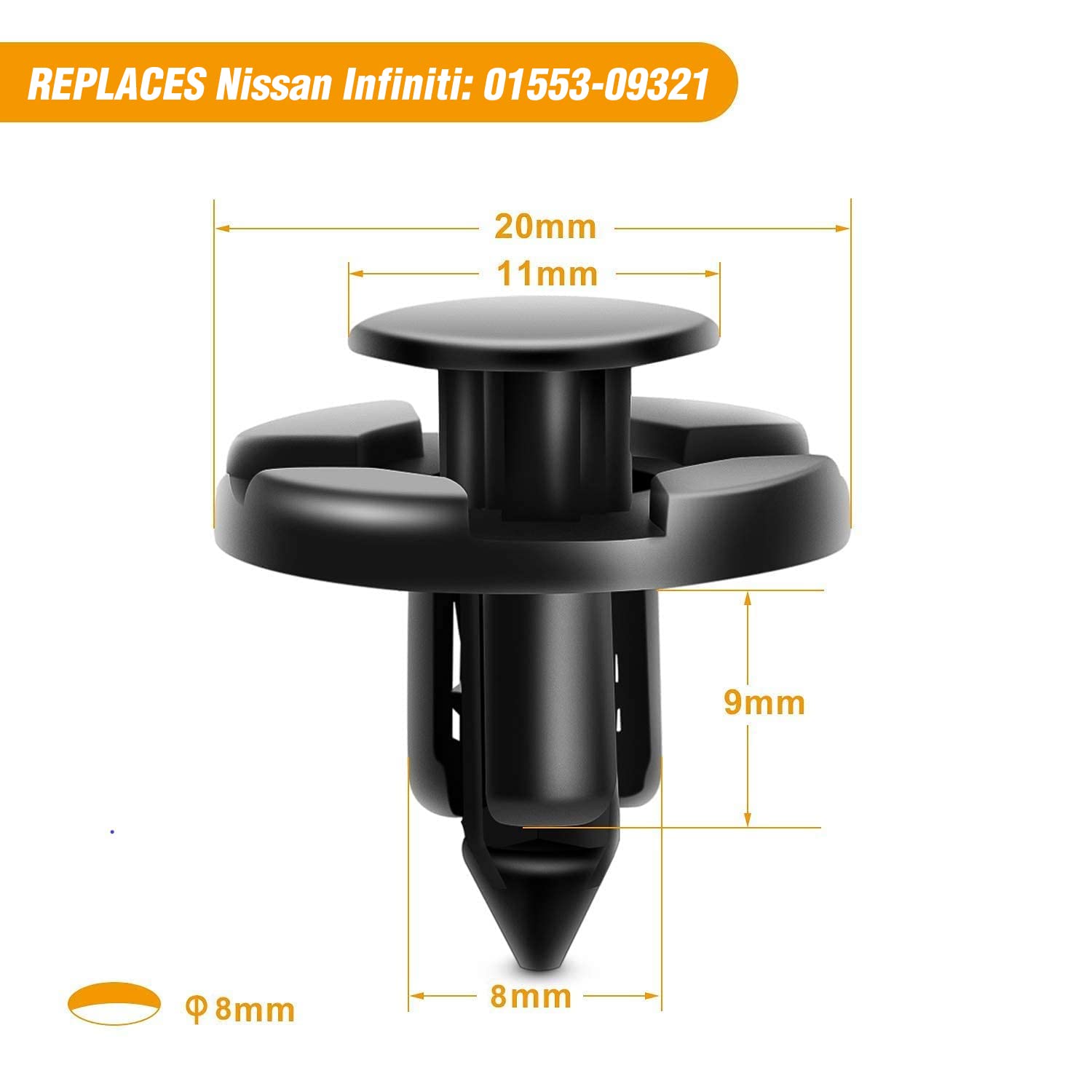 GOOACC 100PCS 7mm 8mm 10mm Compatible with Subaru Push Type Retainer Fasteners Rivets Clips OEM Upgrade for 90914-0007, 90913-00
