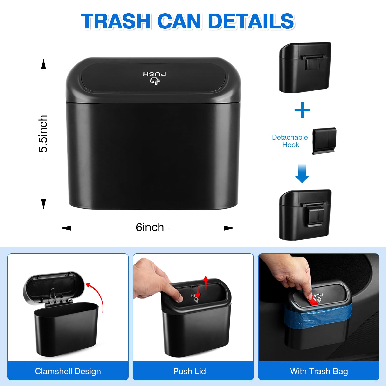 Canvcle Car Door Side Storage Box And Trash Can For 2020-2023 2024 Tesla Model Y Accessories Front Rear Door Insert Tray Organiz