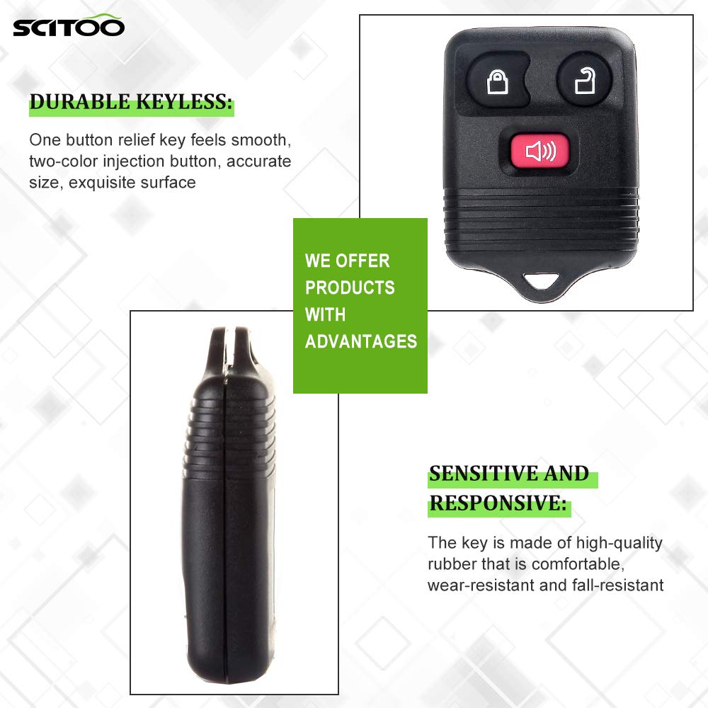 SCITOO 2 X Remotes Key Fob for F-150 for F-250 Super Duty for F-350 Super Duty for Escape for Expedition for Explorer for Edge f