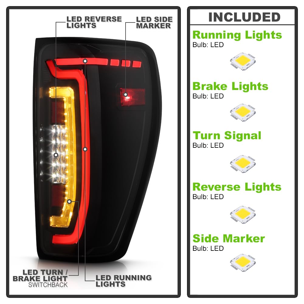 KEEKPO Full LED Tail Lights for 2019-2023 GMC Sierra 1500 - Black Smoked with SwitchBack Turn Signal
