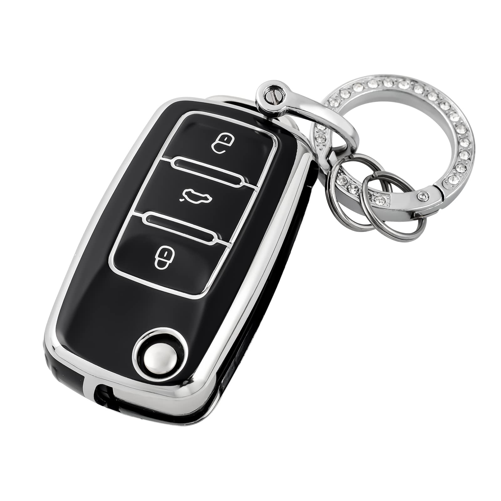 OFFCURVE for Volkswagen Key Fob Cover, Soft TPU Full Protector Key Fob Case for VW Jetta Golf Polo Passat MK8 Tiguan Beetle Car 