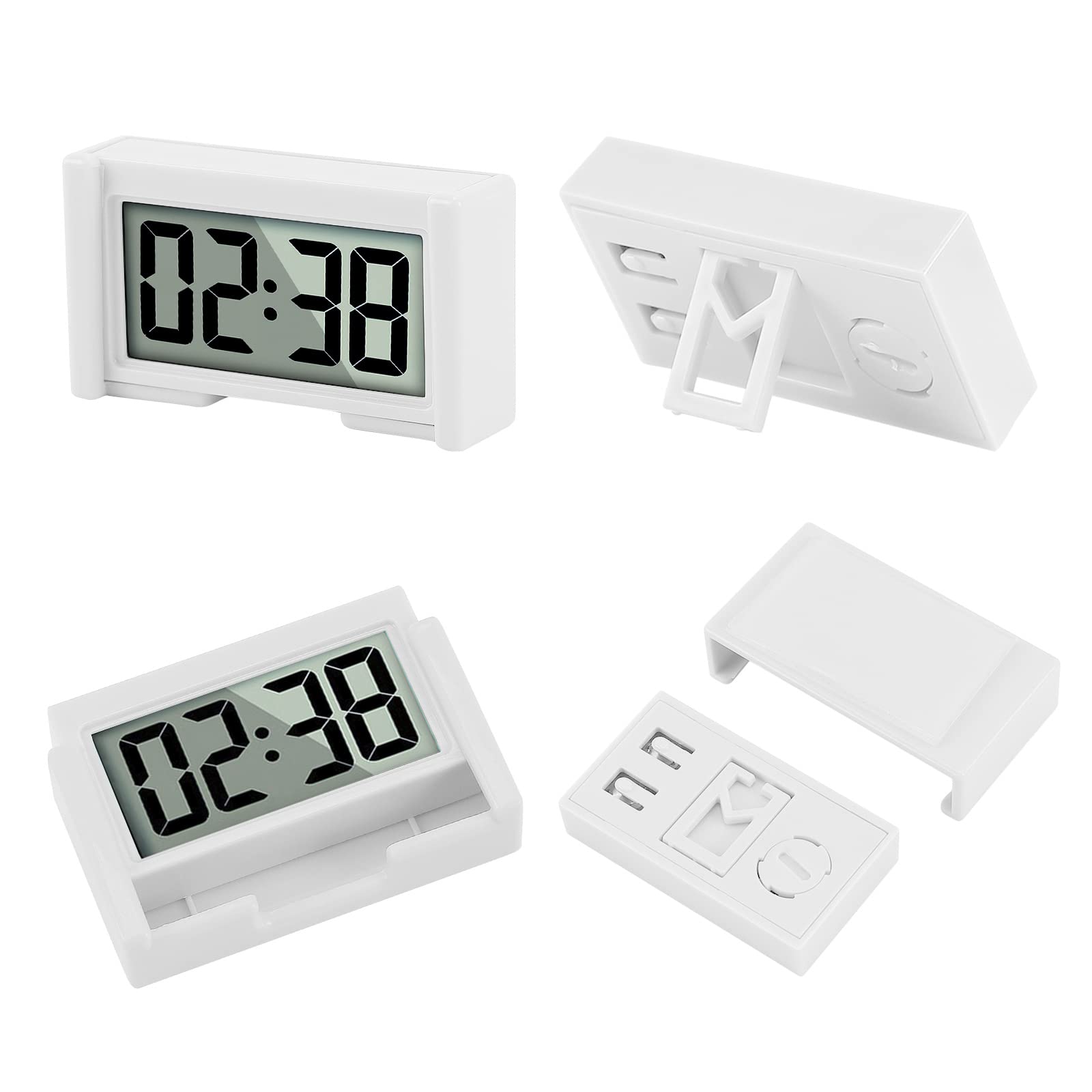Youngfly 3Pcs Small Digital Clock, Vehicle Adhesive Clock With Jumbo Lcd Time & Day Display, Mini Car Dashboard Clock Battery Op