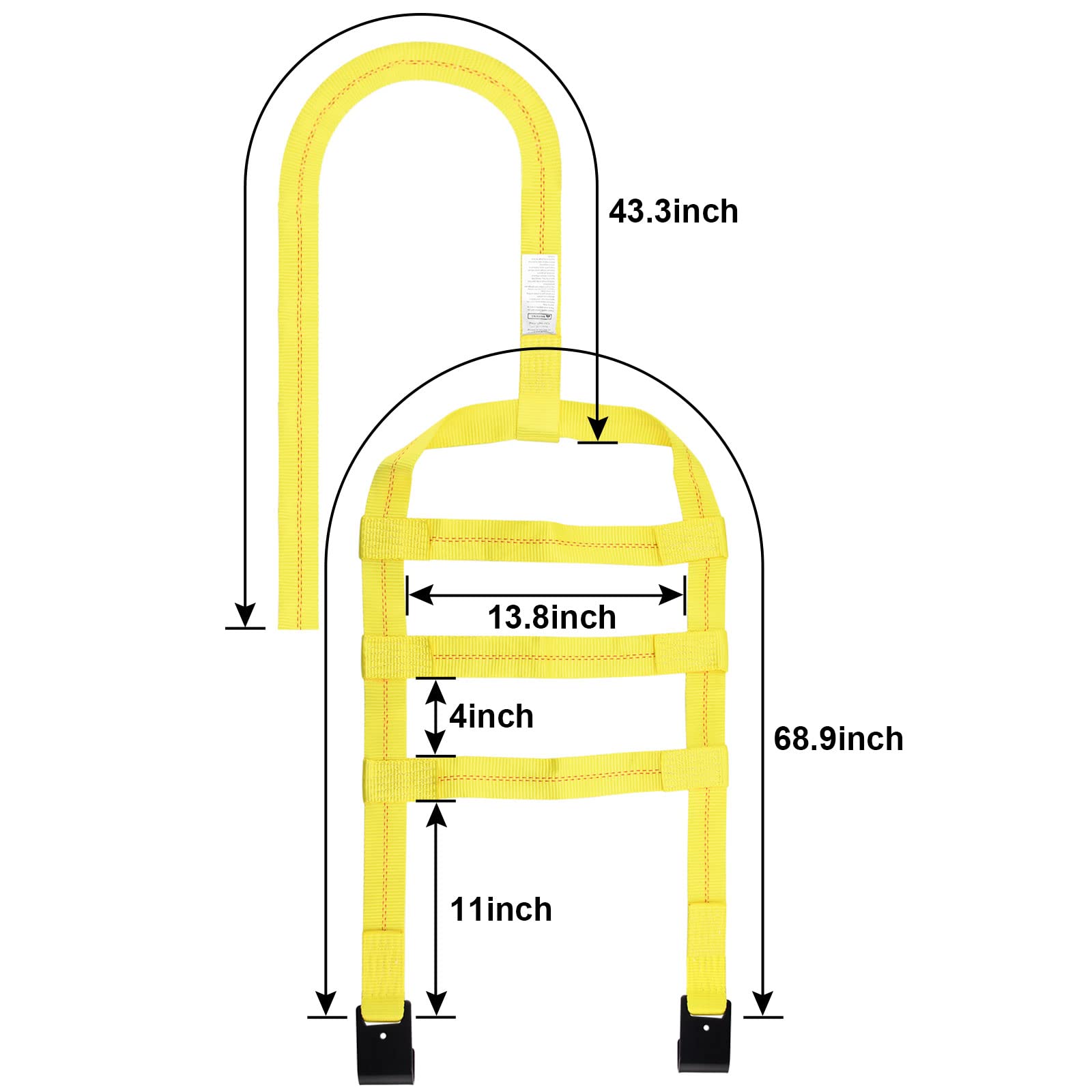 Robbor Tow Dolly Basket Straps With Flat Hook Heavy Duty Car Dolly Straps Universal Fit Most 14-19 Wheels 10,000Lbs Webbing Break Strength Tire Bonnet Yellow