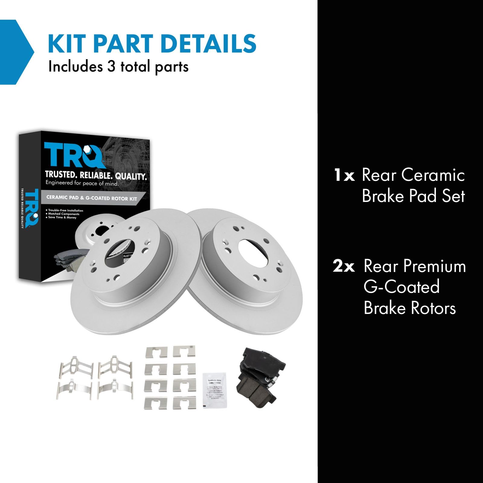 Trq Rear Brake Pad & Rotor Kit Brake Pads Brake Rotor Ceramic Solid Premium G-Coated Compatible With 2016-2019 Acura Ilx 2005-20