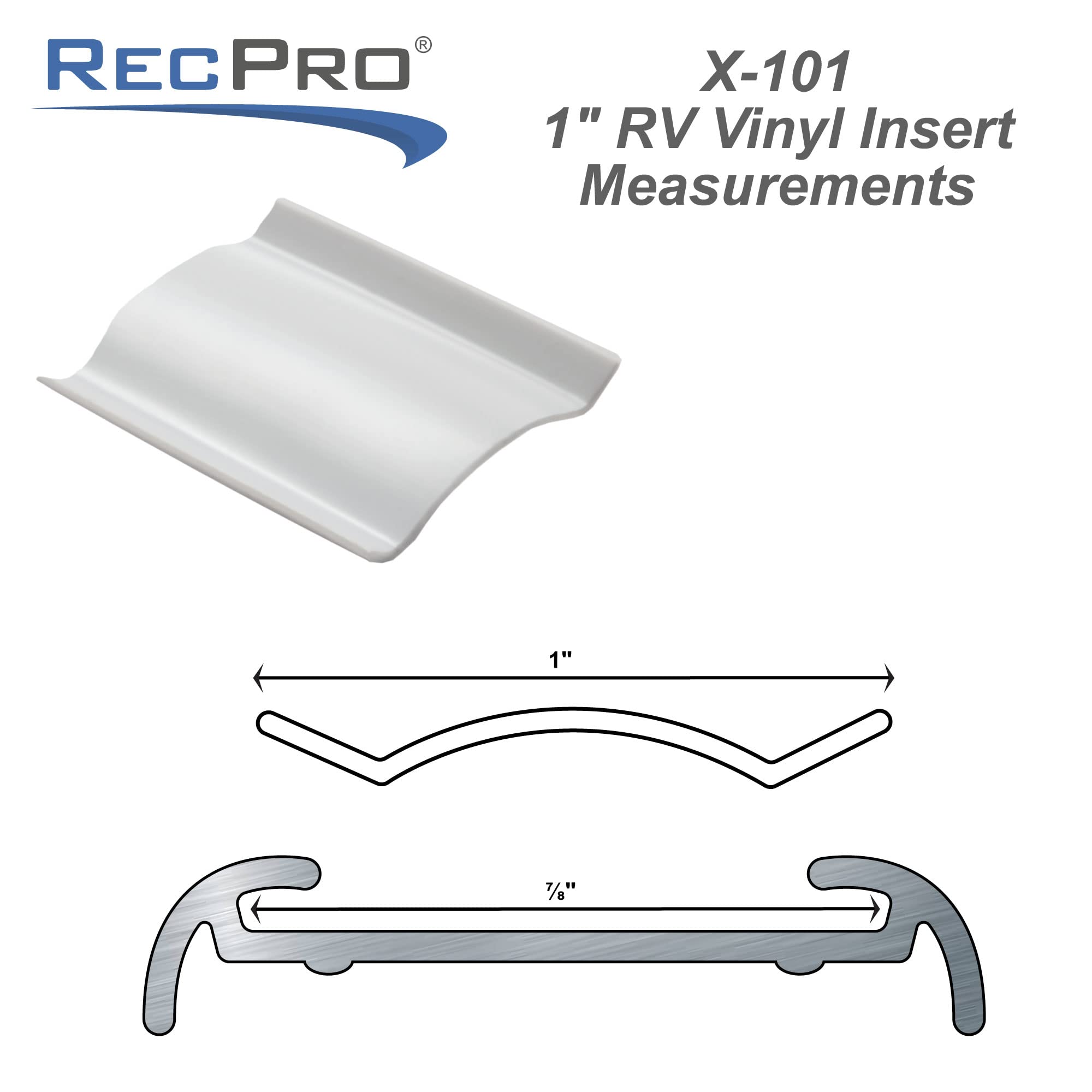 RecPro 1 RV Vinyl Insert | RV Vinyl Trim Insert (50', White)