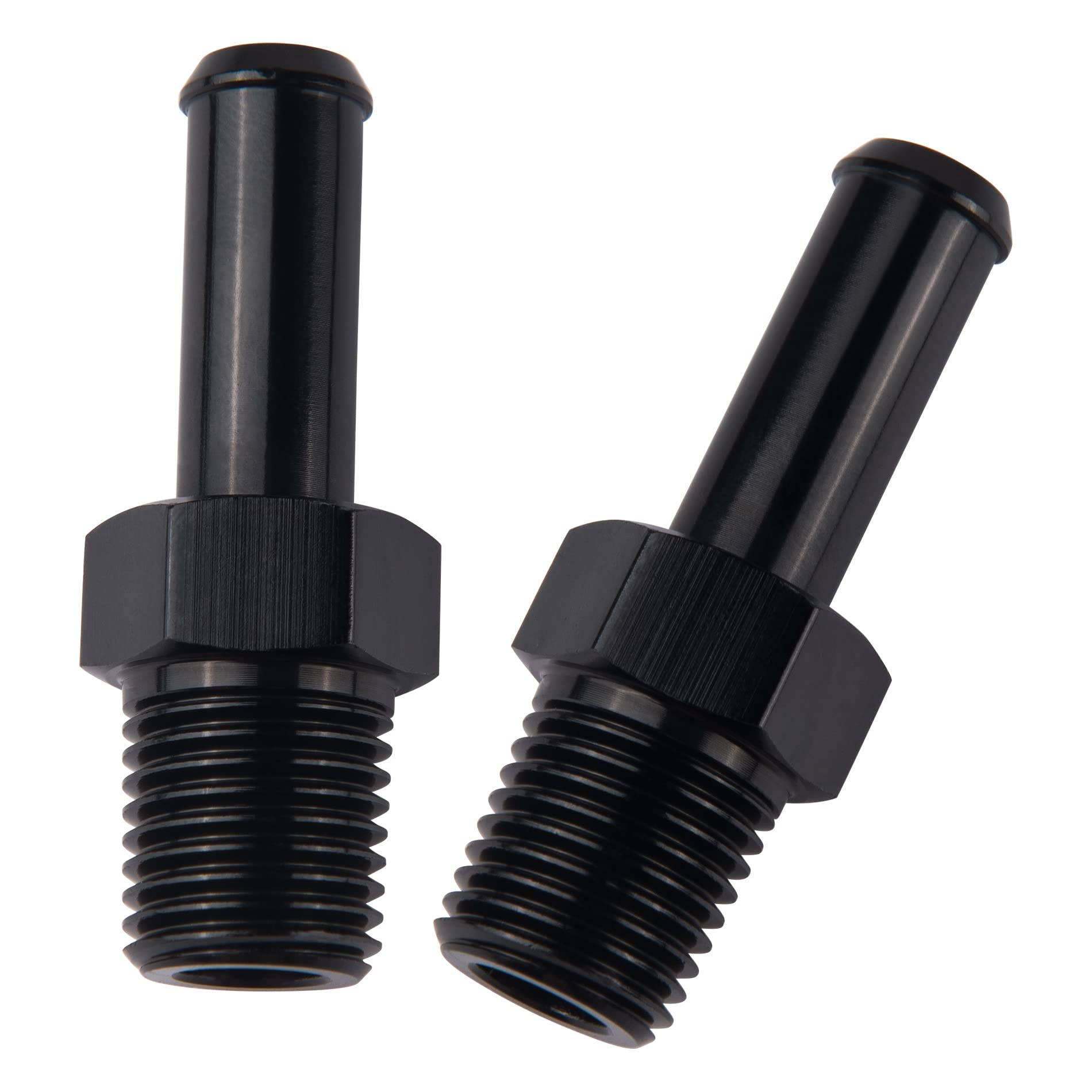 EVIL ENERGY 1/4  NPT Male to 3/8  Barb Fitting Adapter Straight Aluminum Black 2PCS
