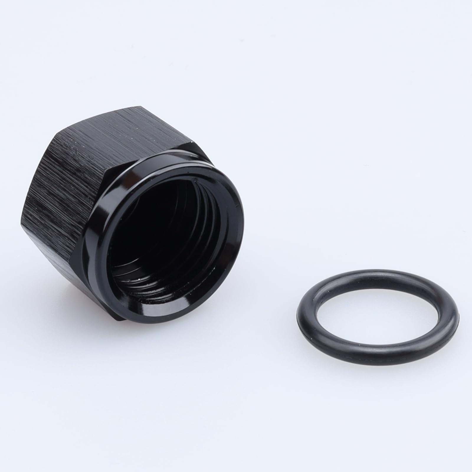 AC PERFORMANCE -6 AN Female Flare Cap Port Plug Block Fitting Adapter Aluminum Black with O-ring