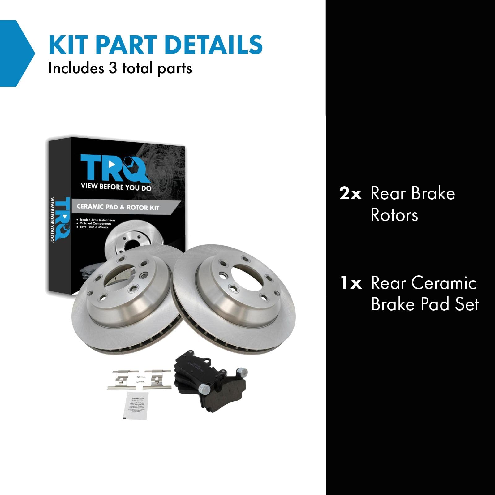 Trq Rear Brake Pad & Rotor Kit Brake Pads Brake Rotor Ceramic Compatible With 2007-2015 Audi Q7 2003-2010 Porsche Cayenne 2004-2