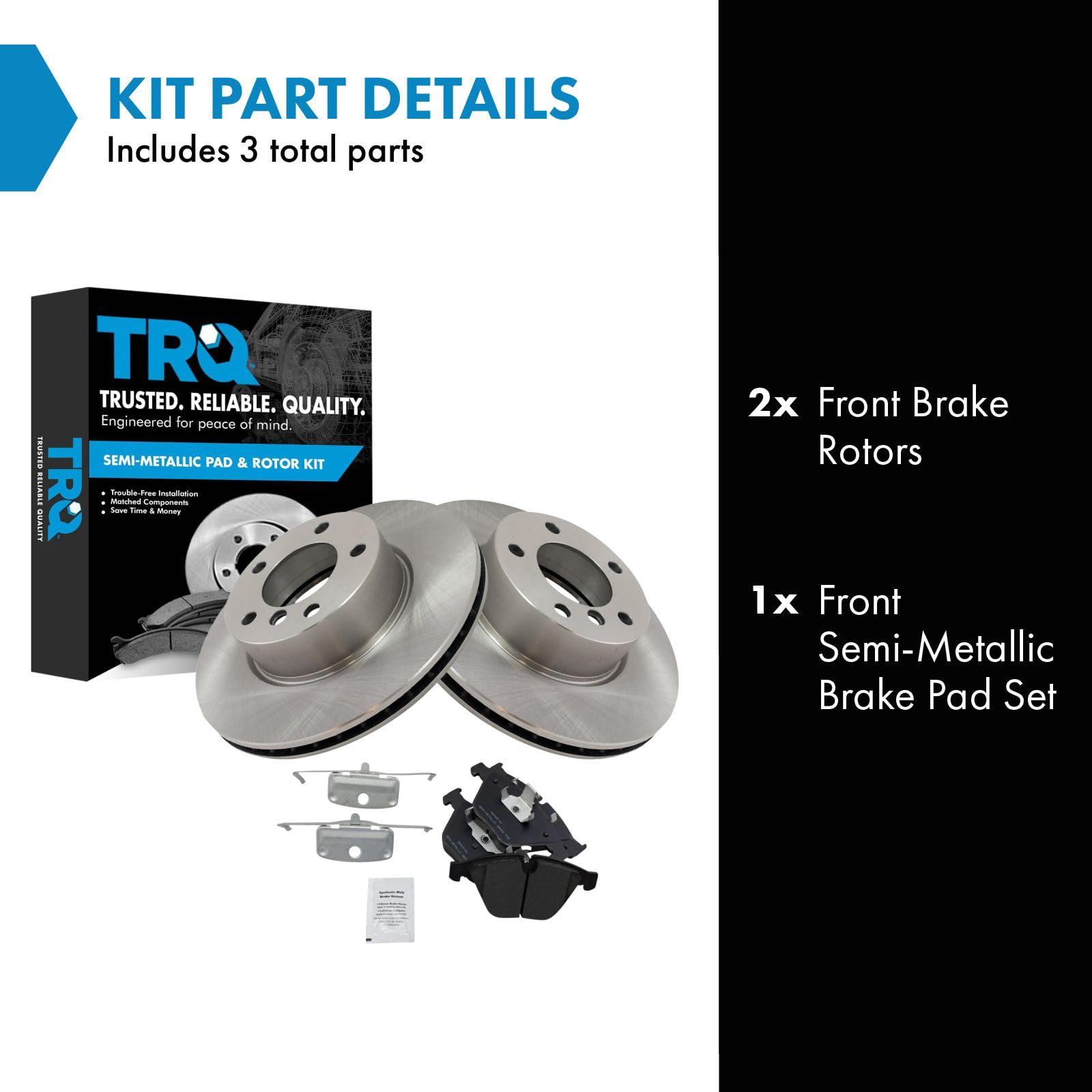 Trq Front Brake Pad & Rotor Kit Brake Pads Brake Rotor Semi-Metallic Compatible With 2007 Bmw 328I 328Xi